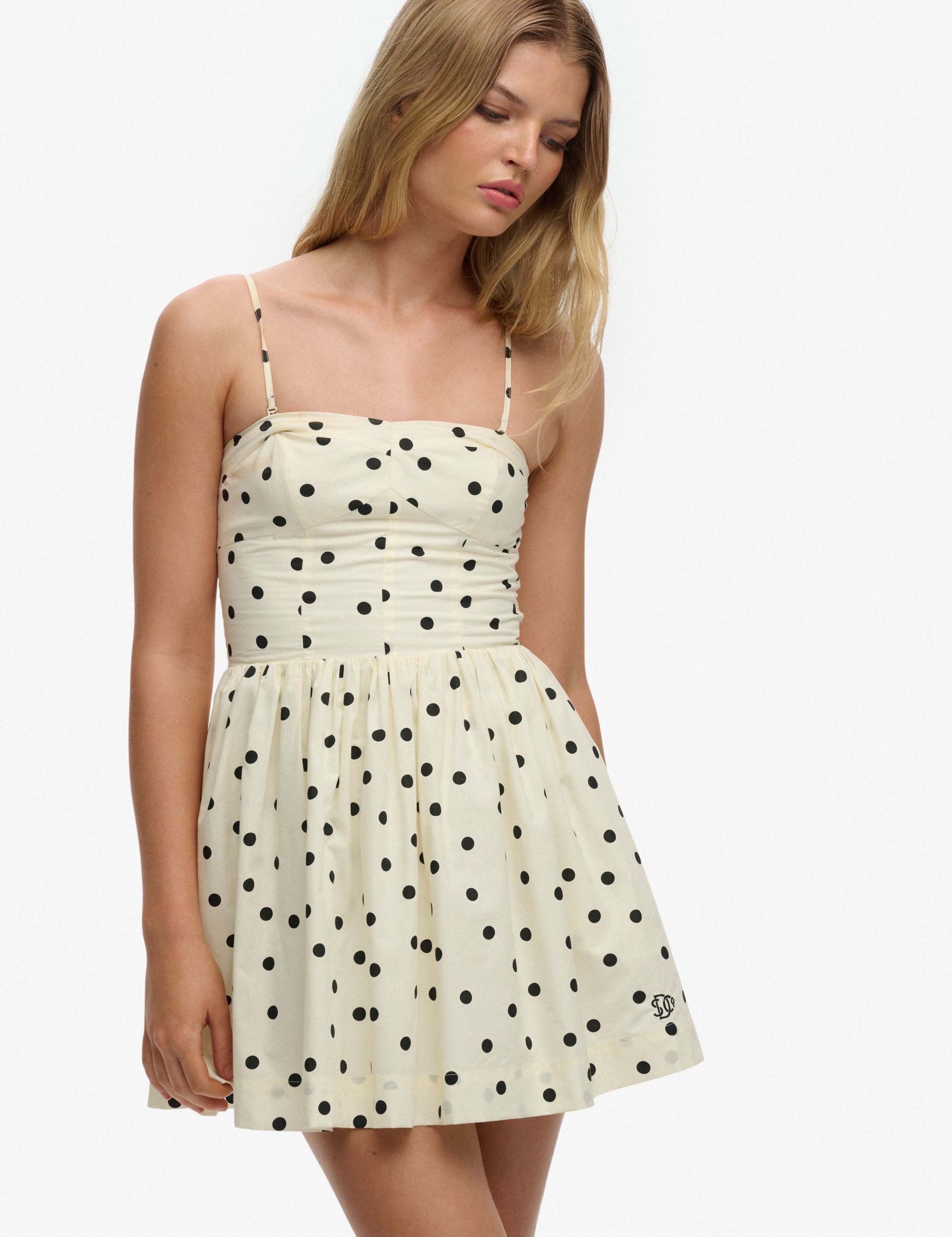 Polk Dot Sweetheart Neckline Strappy Mini Skater Dress 6 of 8