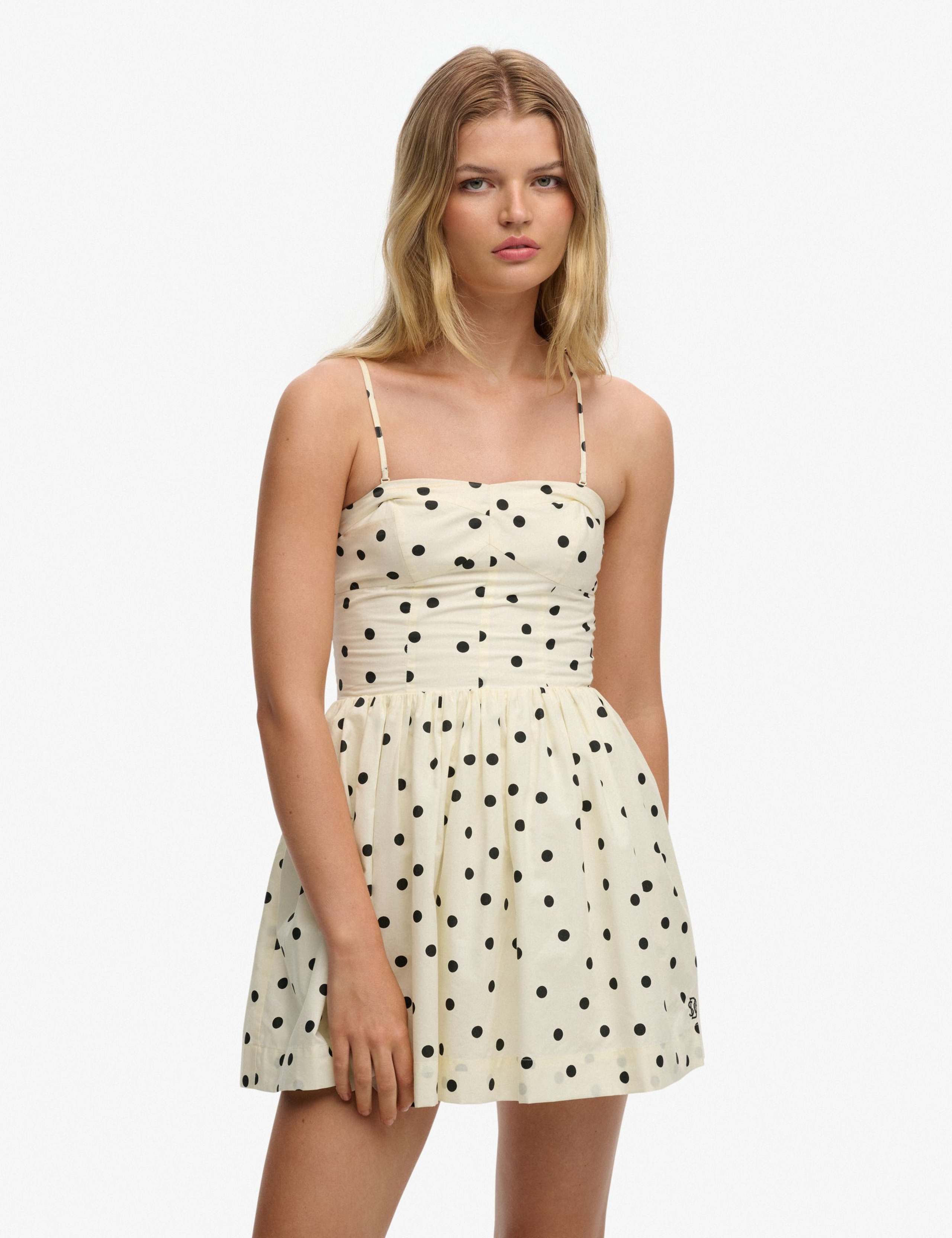 Polk Dot Sweetheart Neckline Strappy Mini Skater Dress 7 of 8