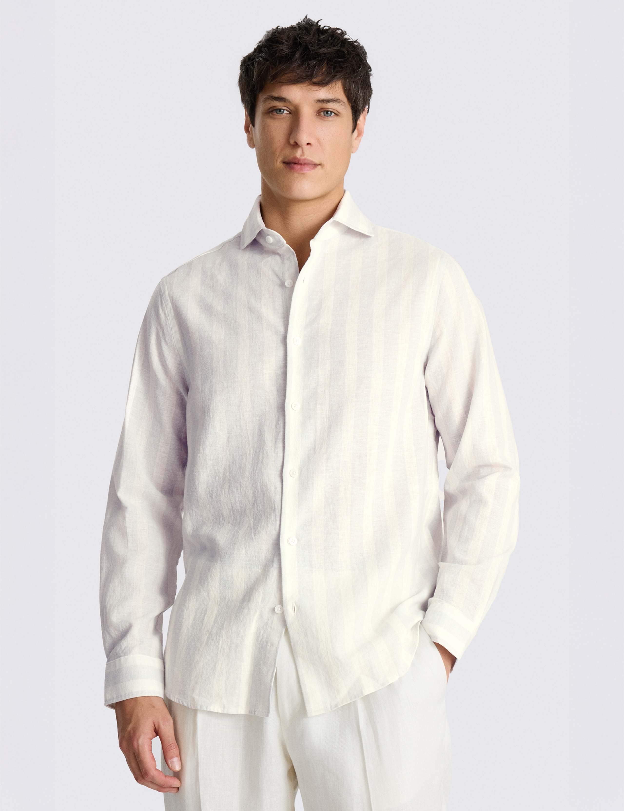 Cotton Linen Blend Striped Shirt 1 of 4
