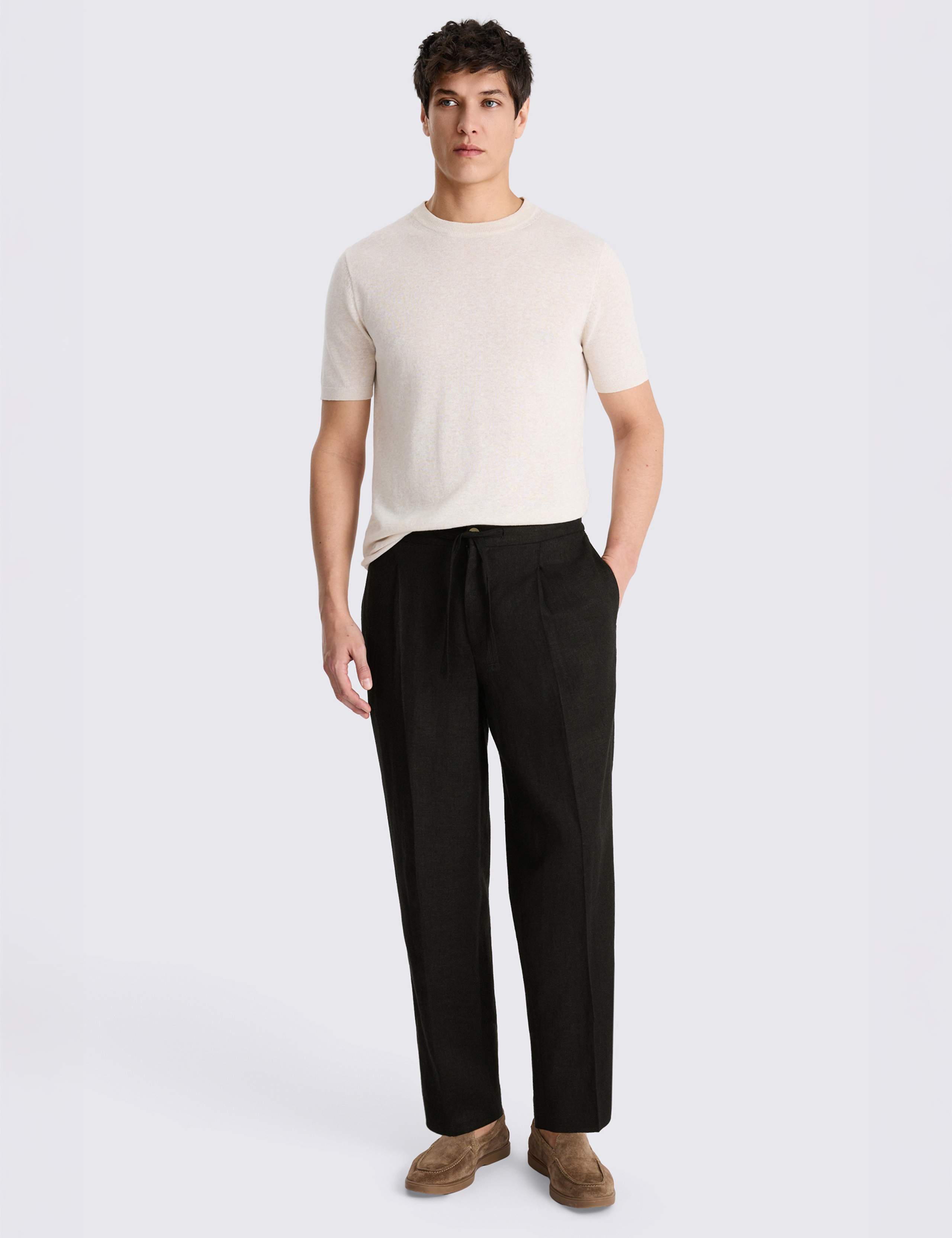 Tailored Fit Linen Rich Lightweight Trousers 4 of 5