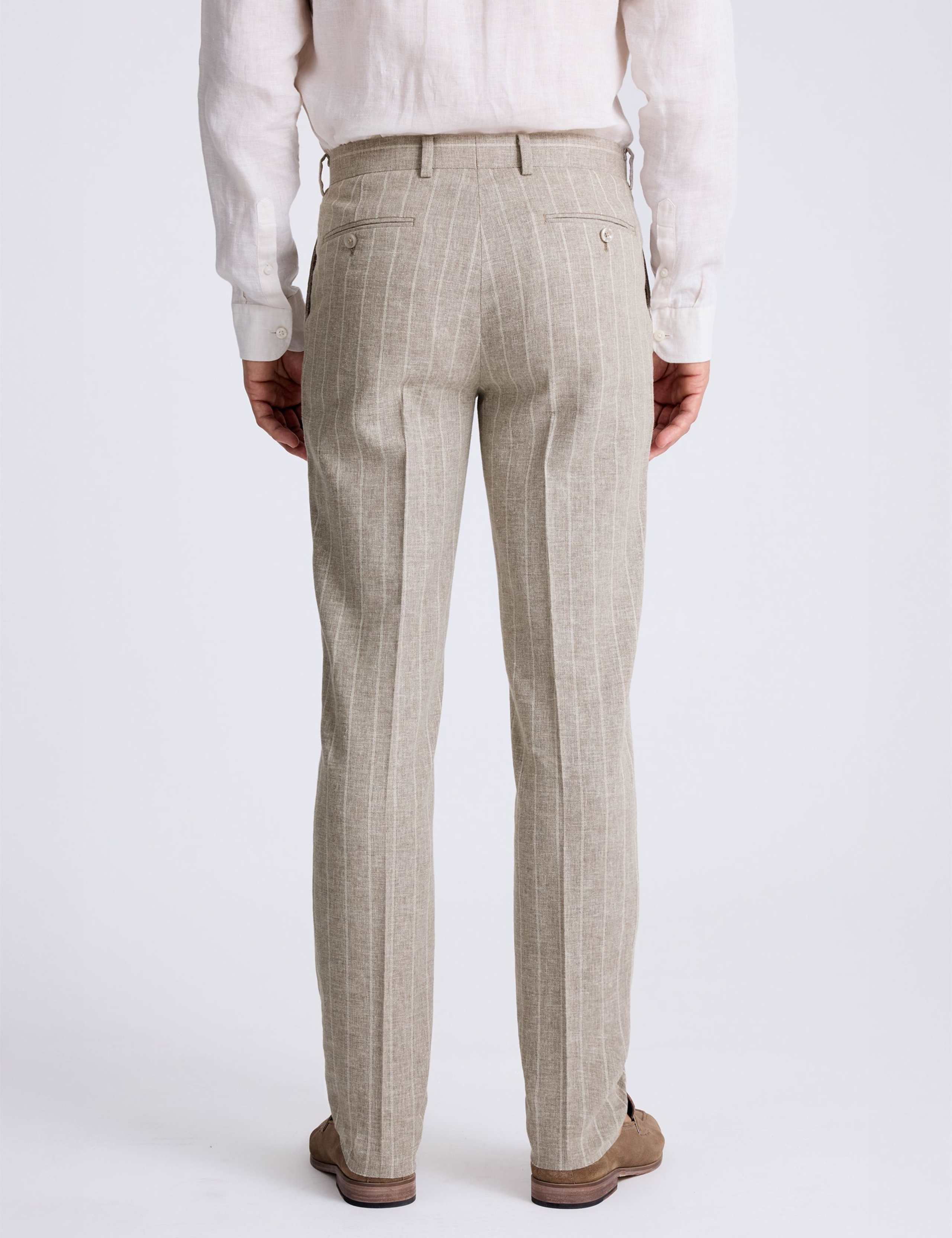 Tailored Fit Pure Linen Striped Suit Trousers 2 of 3