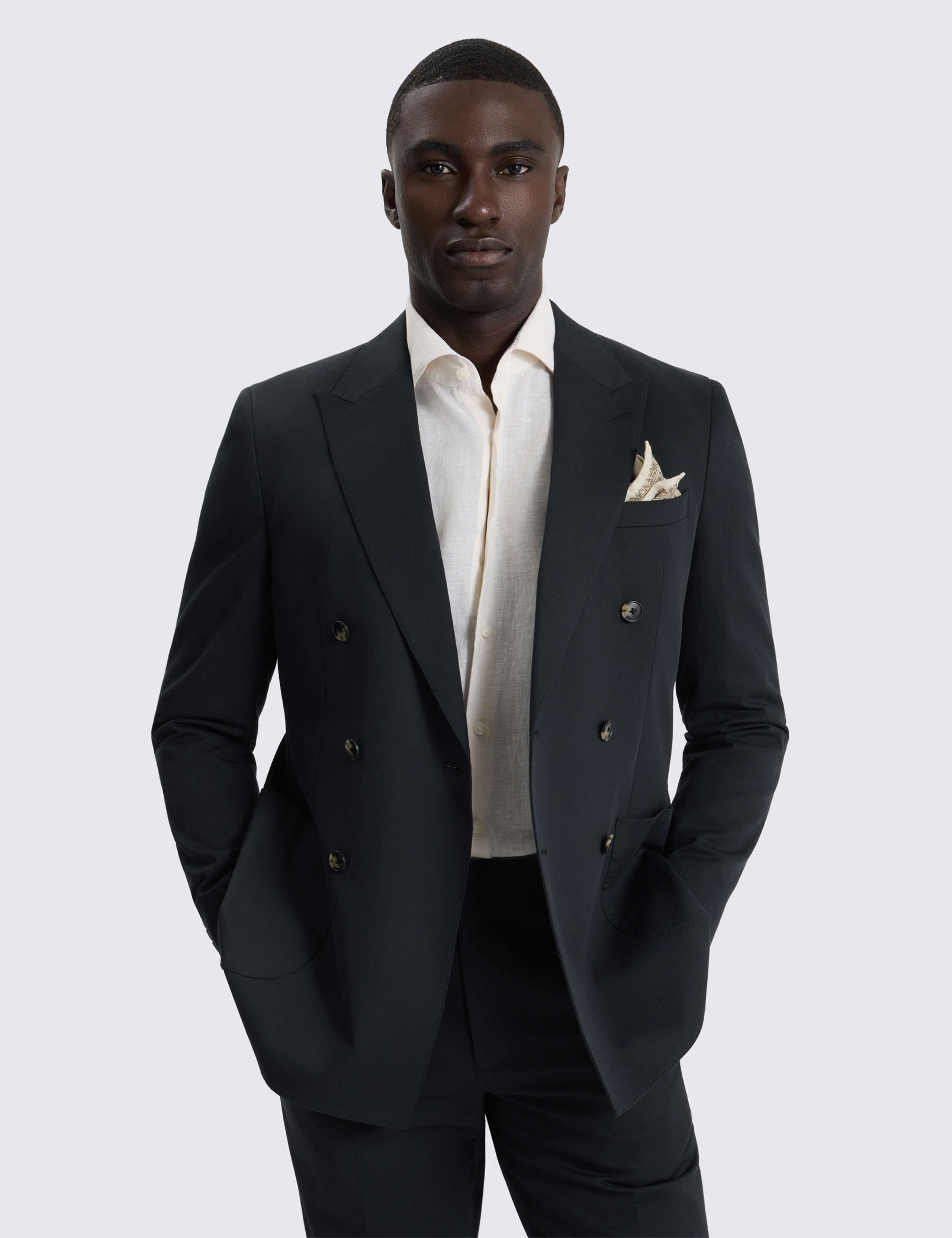 Slim Fit Cotton Rich Double Breasted Suit Jacket 1 of 5