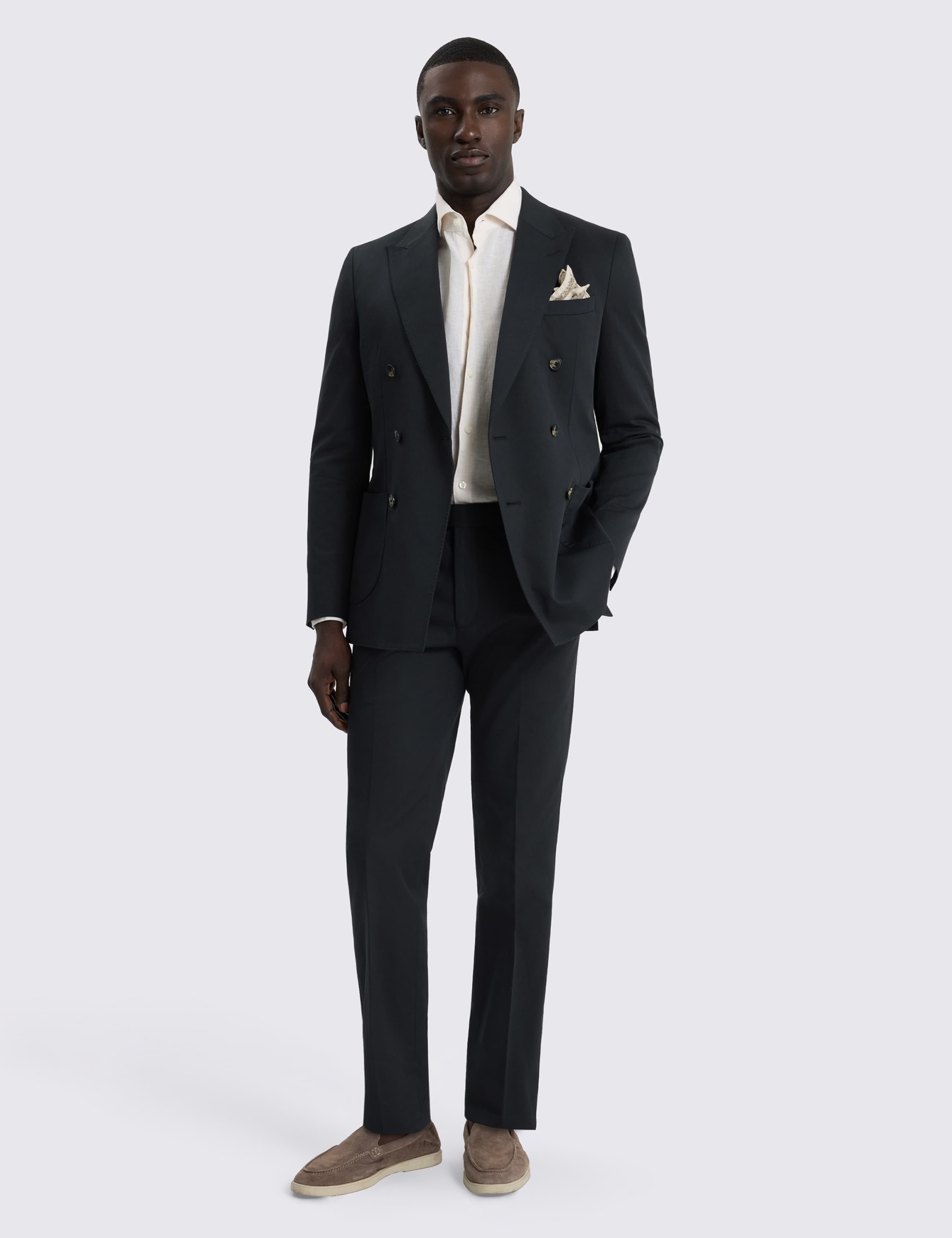 Slim Fit Cotton Rich Double Breasted Suit Jacket 3 of 5