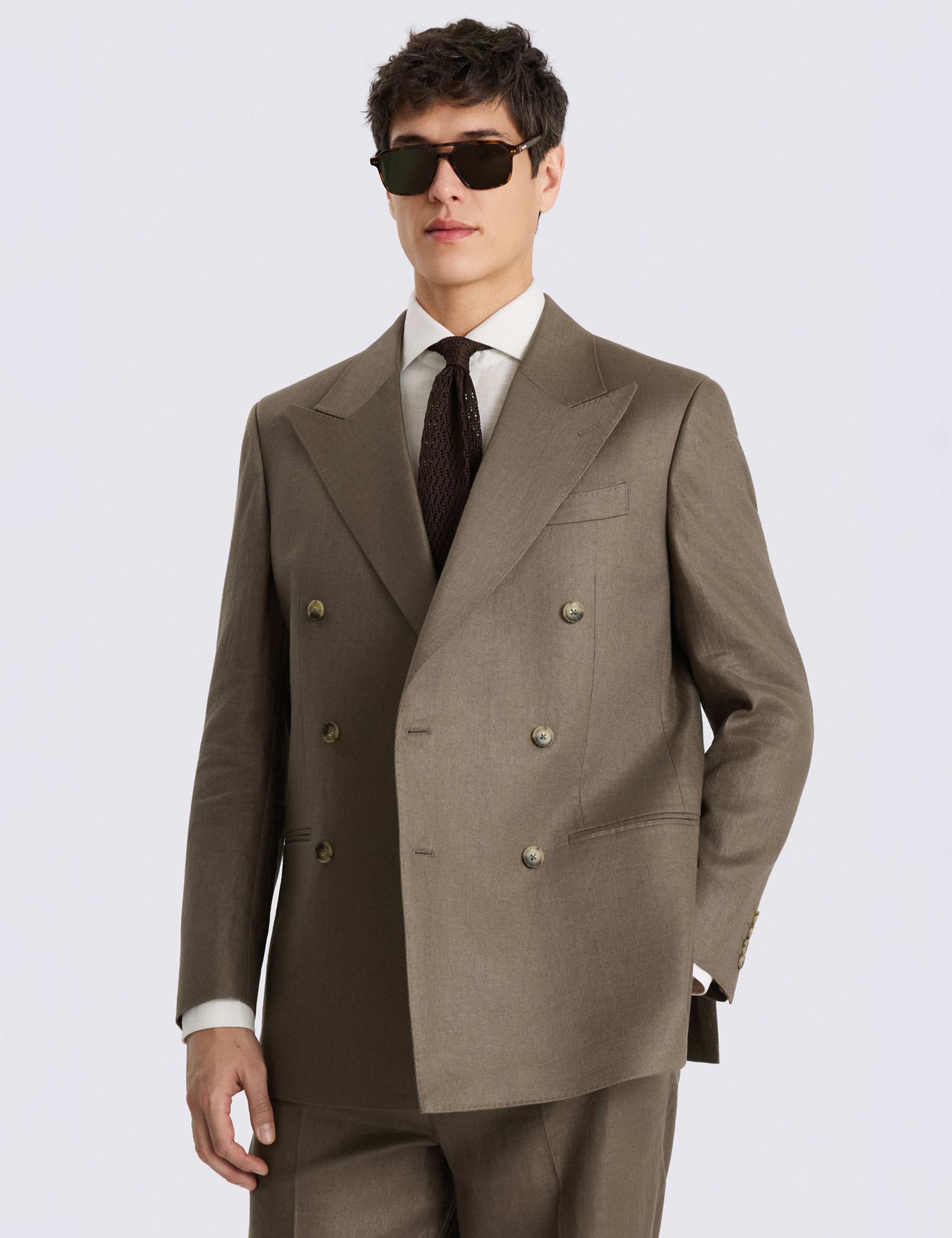Relaxed Fit Pure Linen Double Breasted Suit Jacket 1 of 4