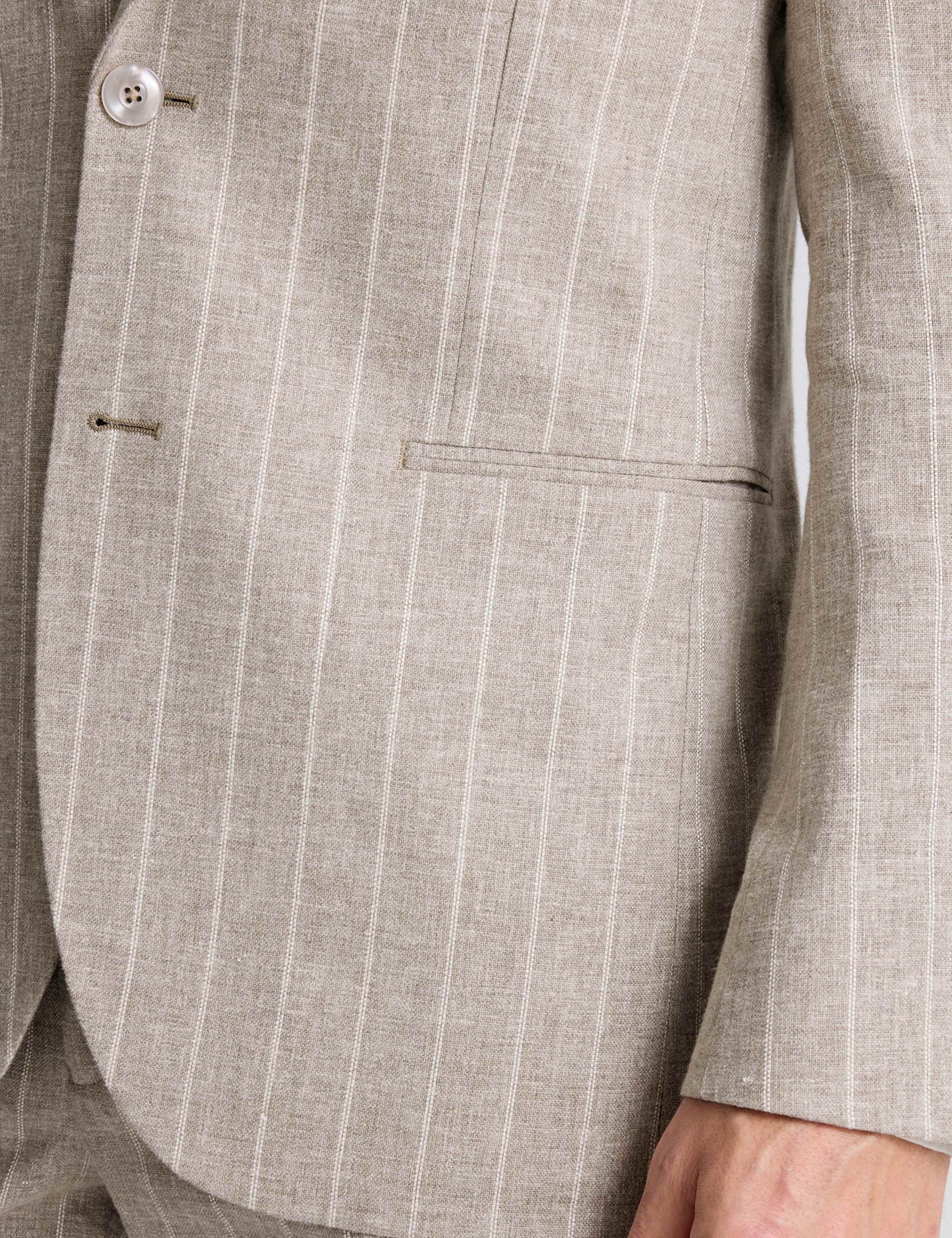 Tailored Fit Pure Linen Striped Suit Jacket 5 of 5