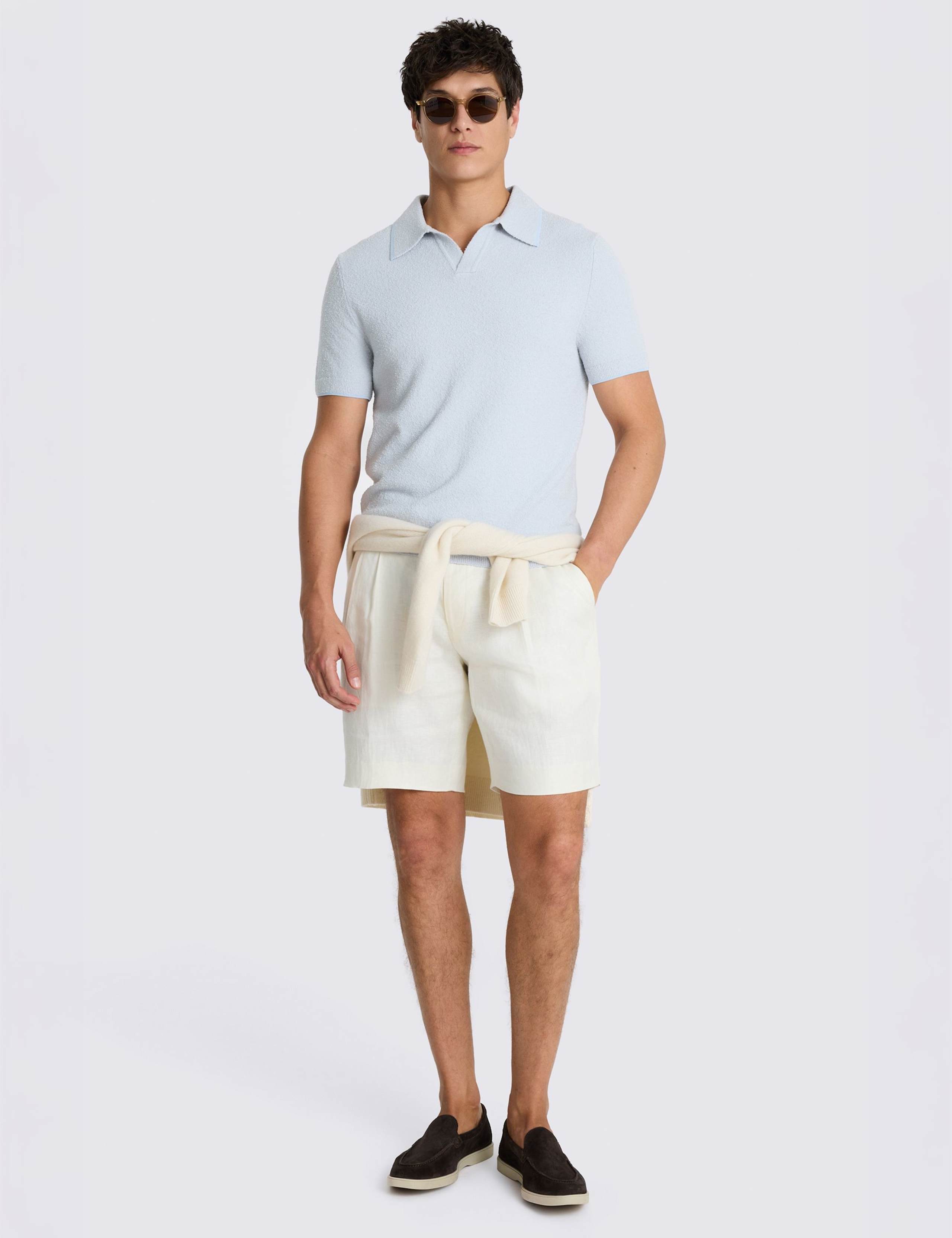 Cotton Rich Bouclé Knitted Polo Shirt 3 of 4