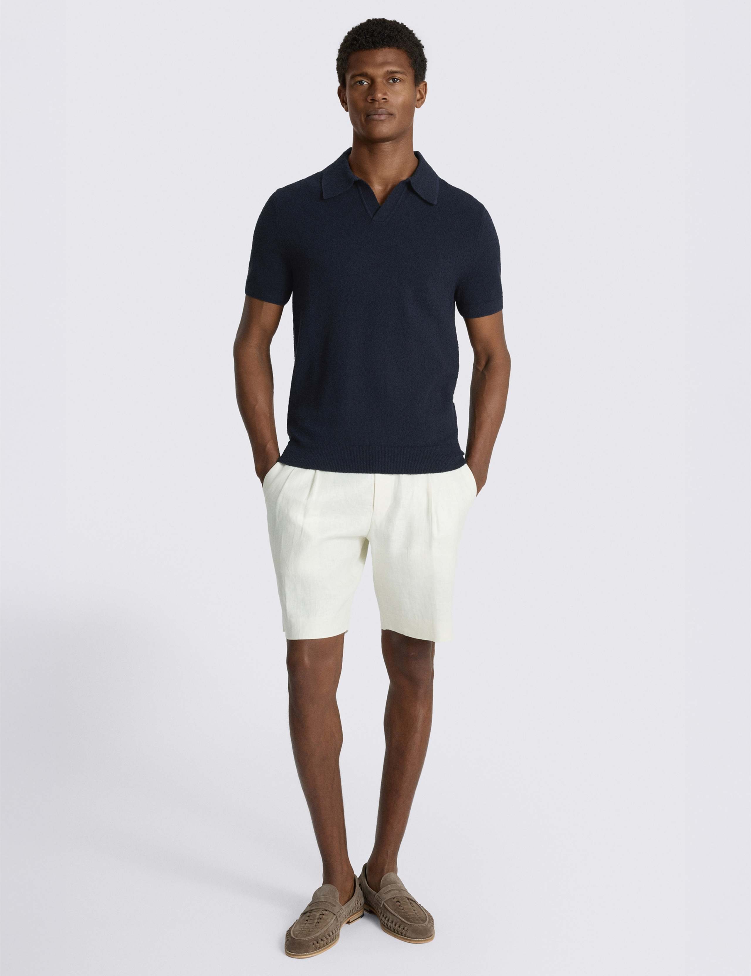 Cotton Rich Bouclé Knitted Polo Shirt 3 of 4