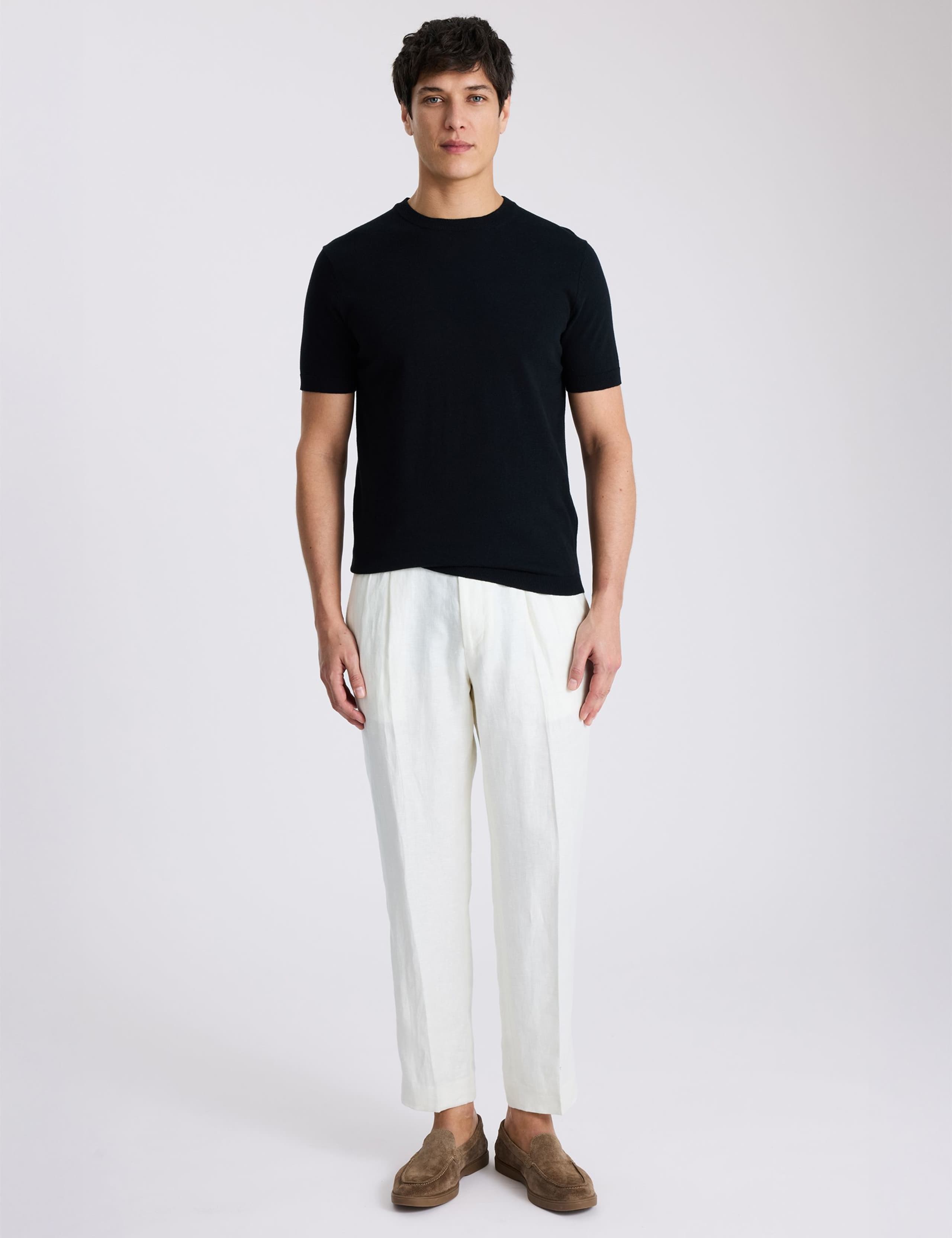 Cotton Linen Crew Neck T-Shirt 3 of 4