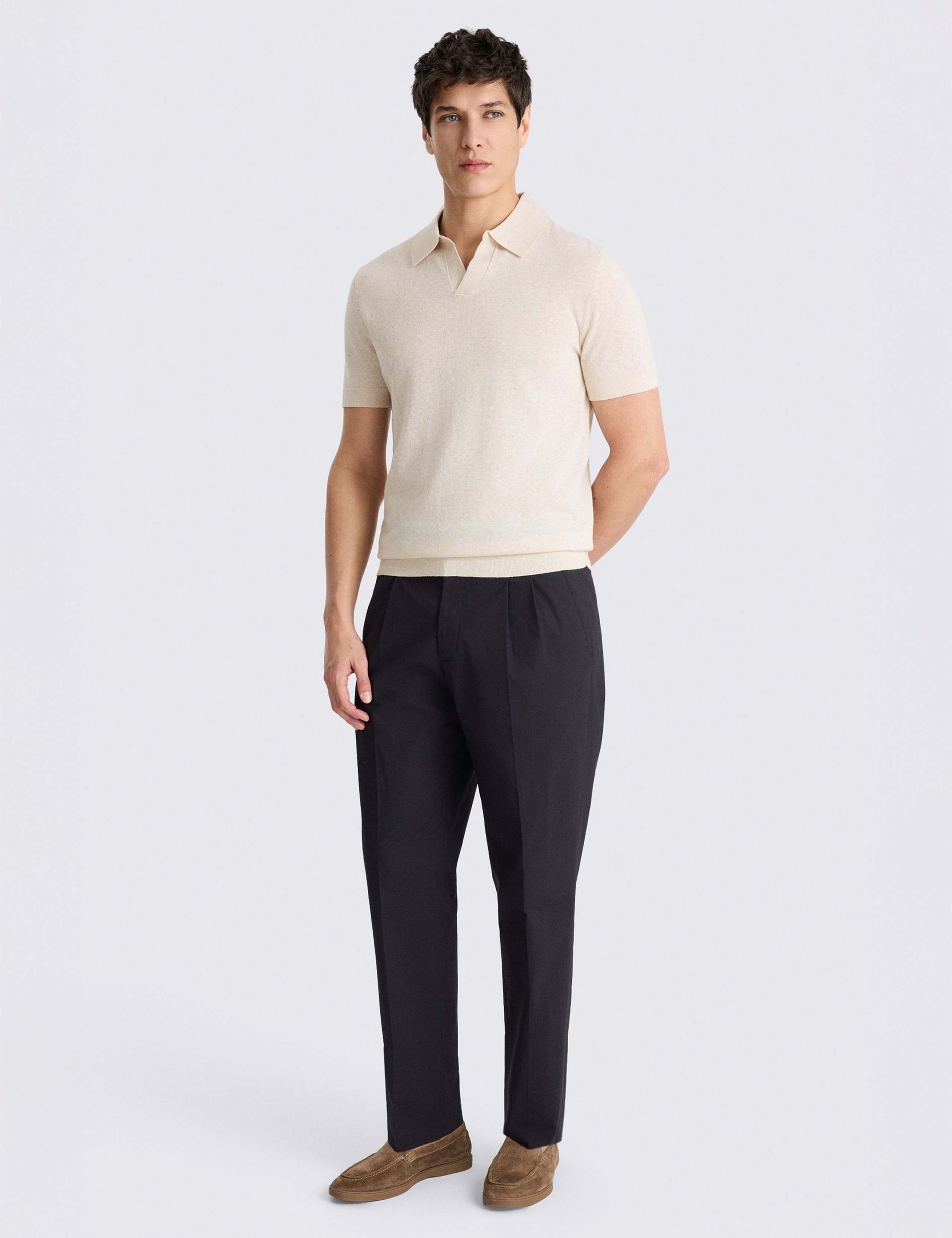 Cotton Linen Knitted Polo Shirt 3 of 4