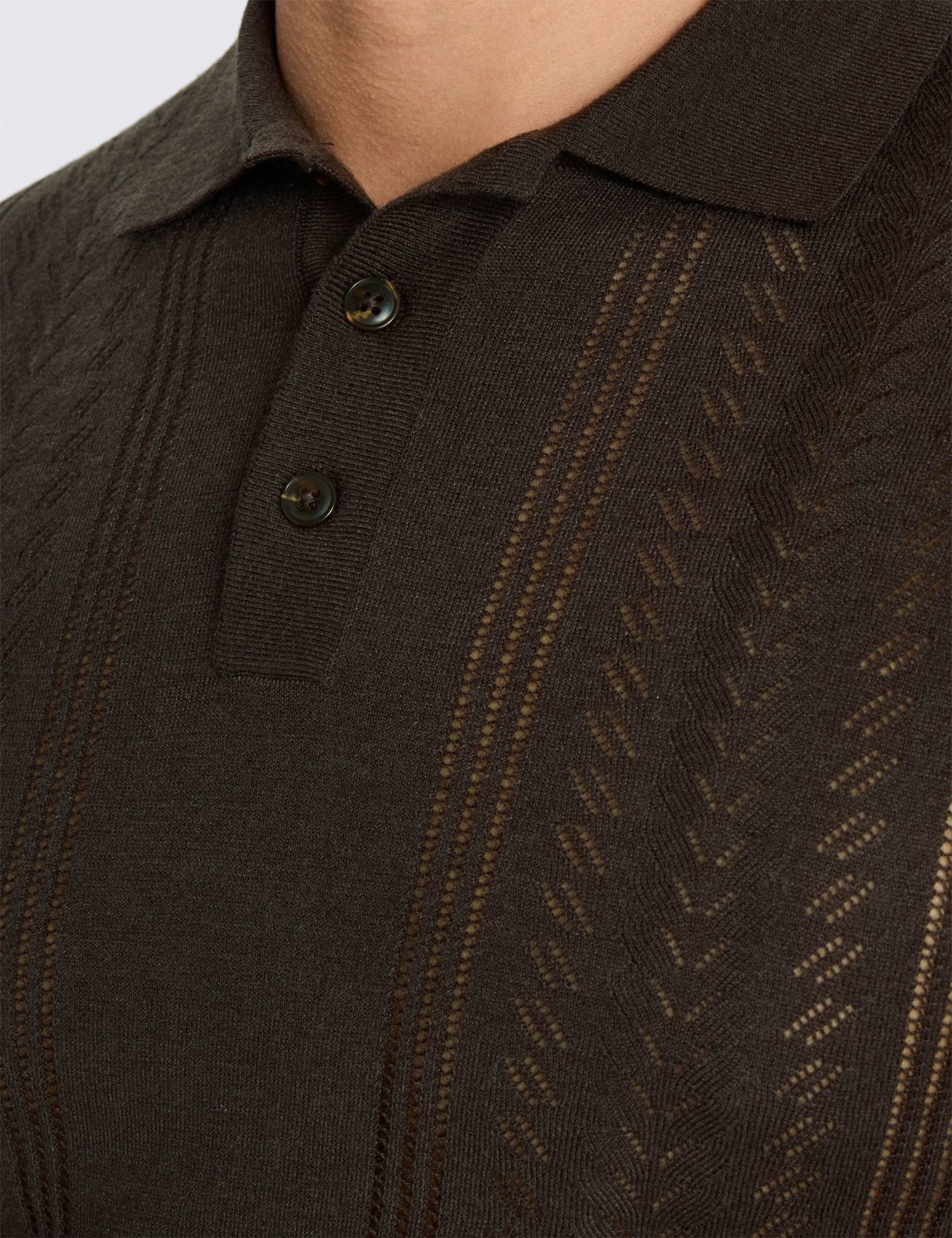 Pointelle Knitted Polo Shirt 4 of 4