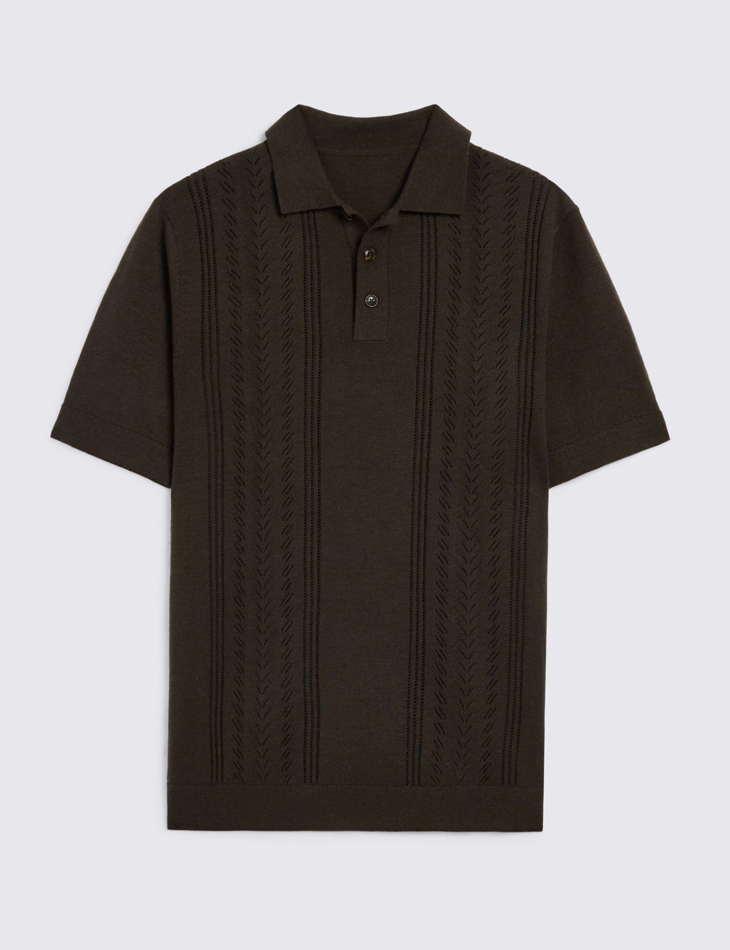 Pointelle Knitted Polo Shirt 2 of 4