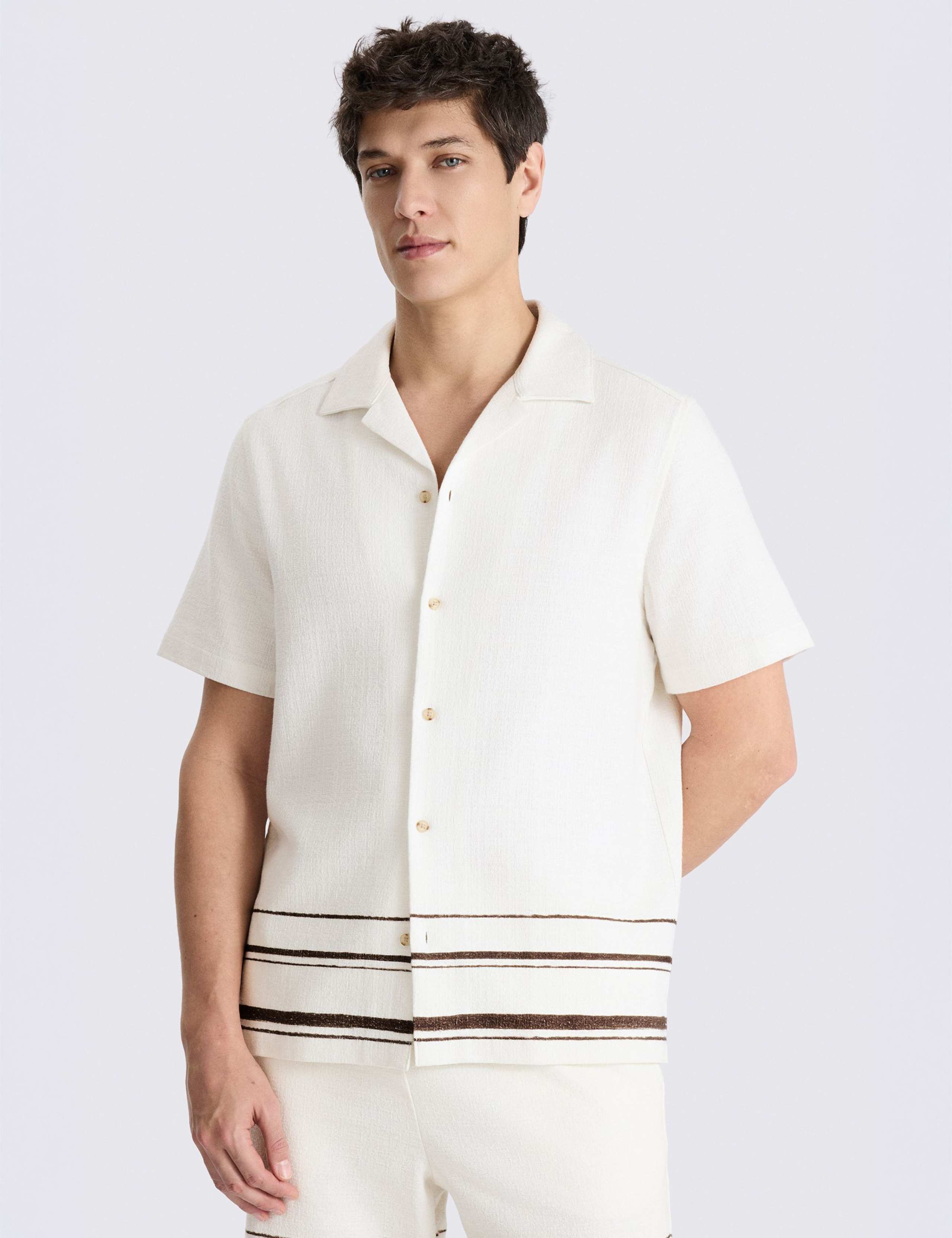 Pure Cotton Stripe Short Sleeve Shirt 1 of 4