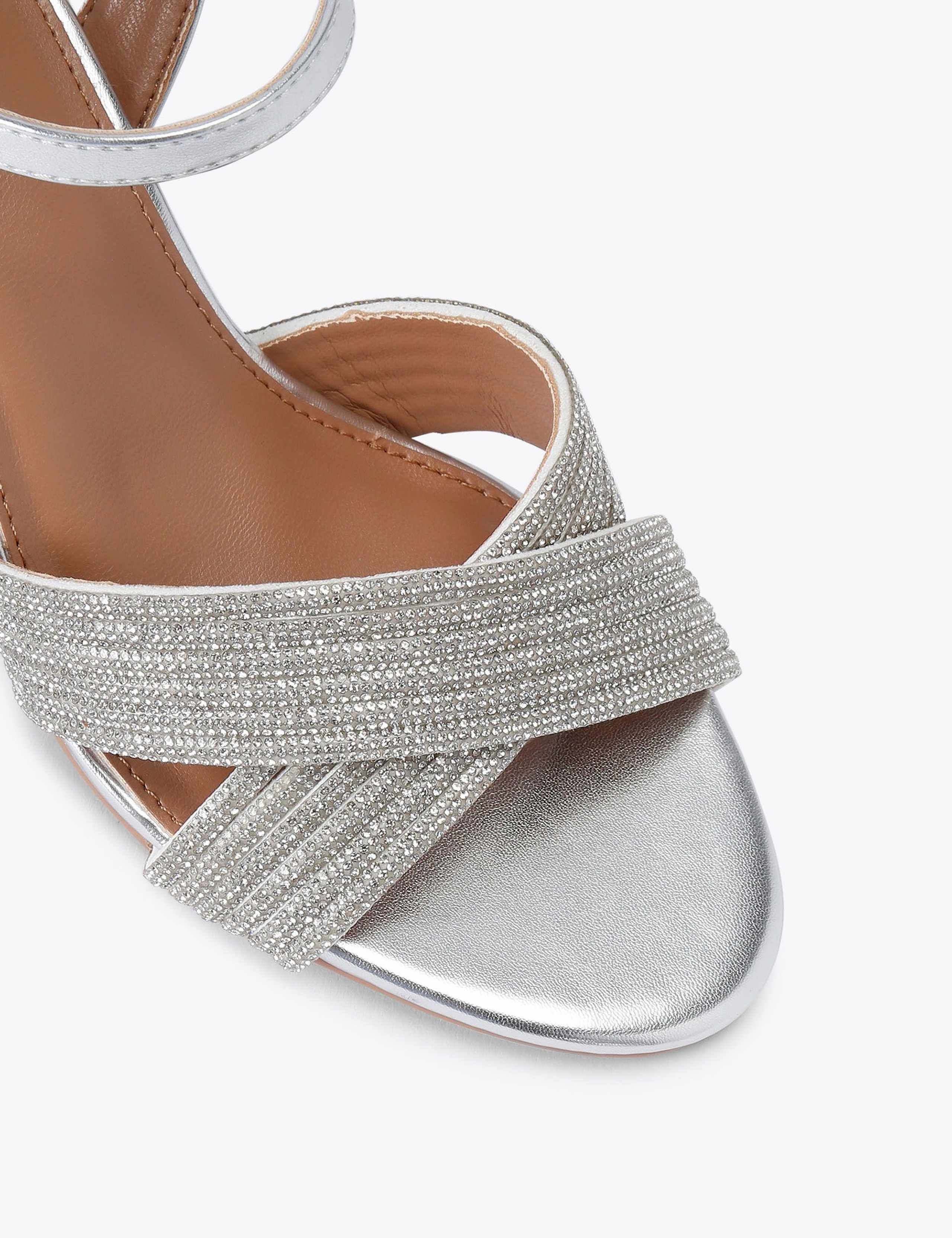 Wide Fit Metallic Sparkle Block Heel Sandals 3 of 5