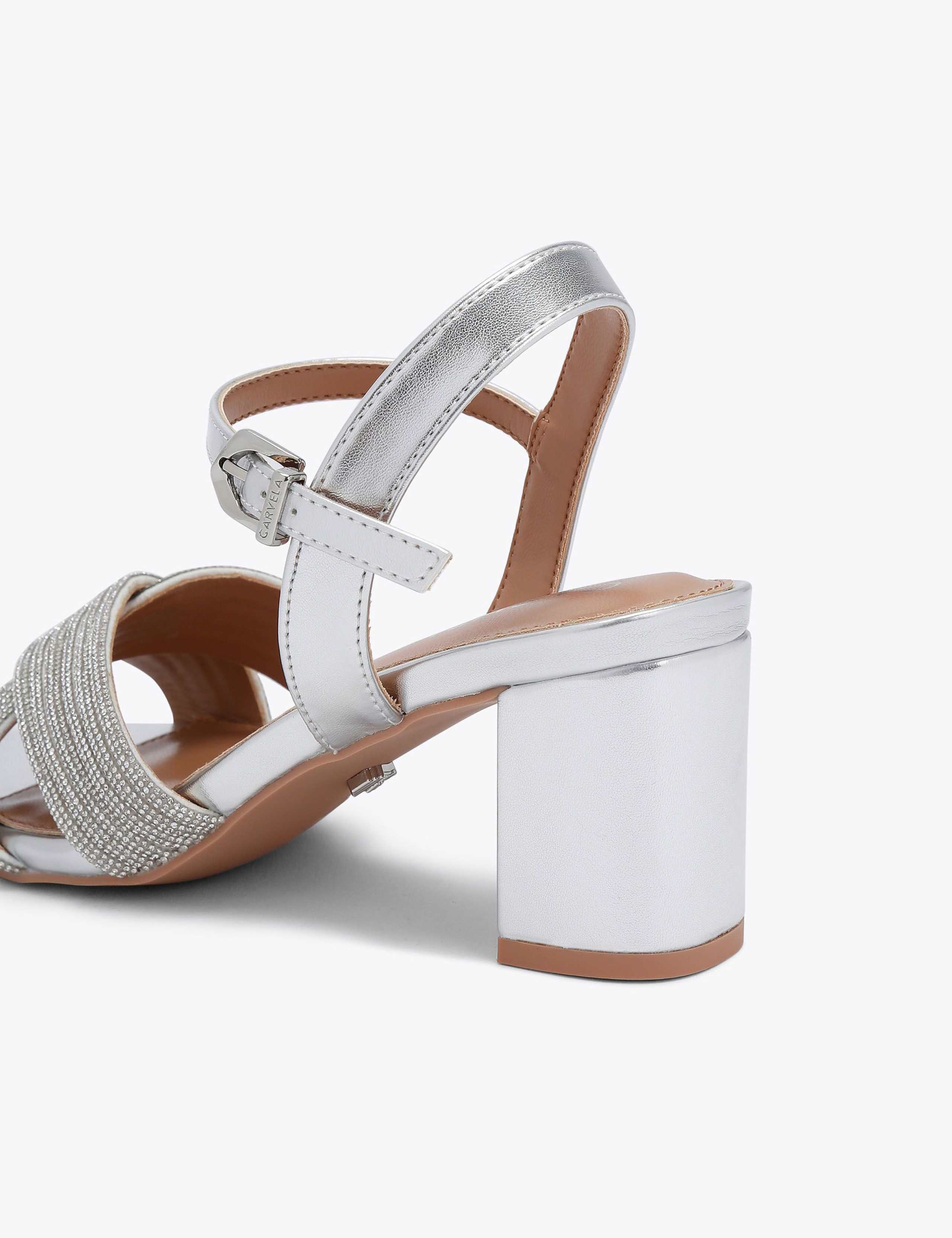 Wide Fit Metallic Sparkle Block Heel Sandals 5 of 5