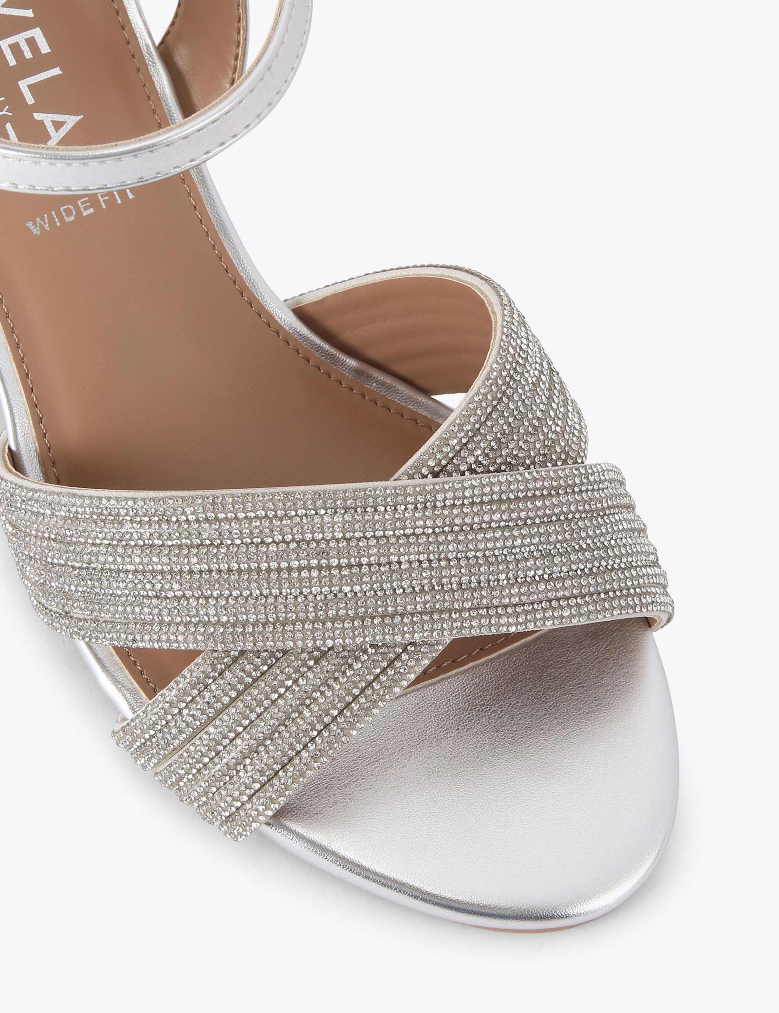 Wide Fit Metallic Sparkle Block Heel Sandals 3 of 5