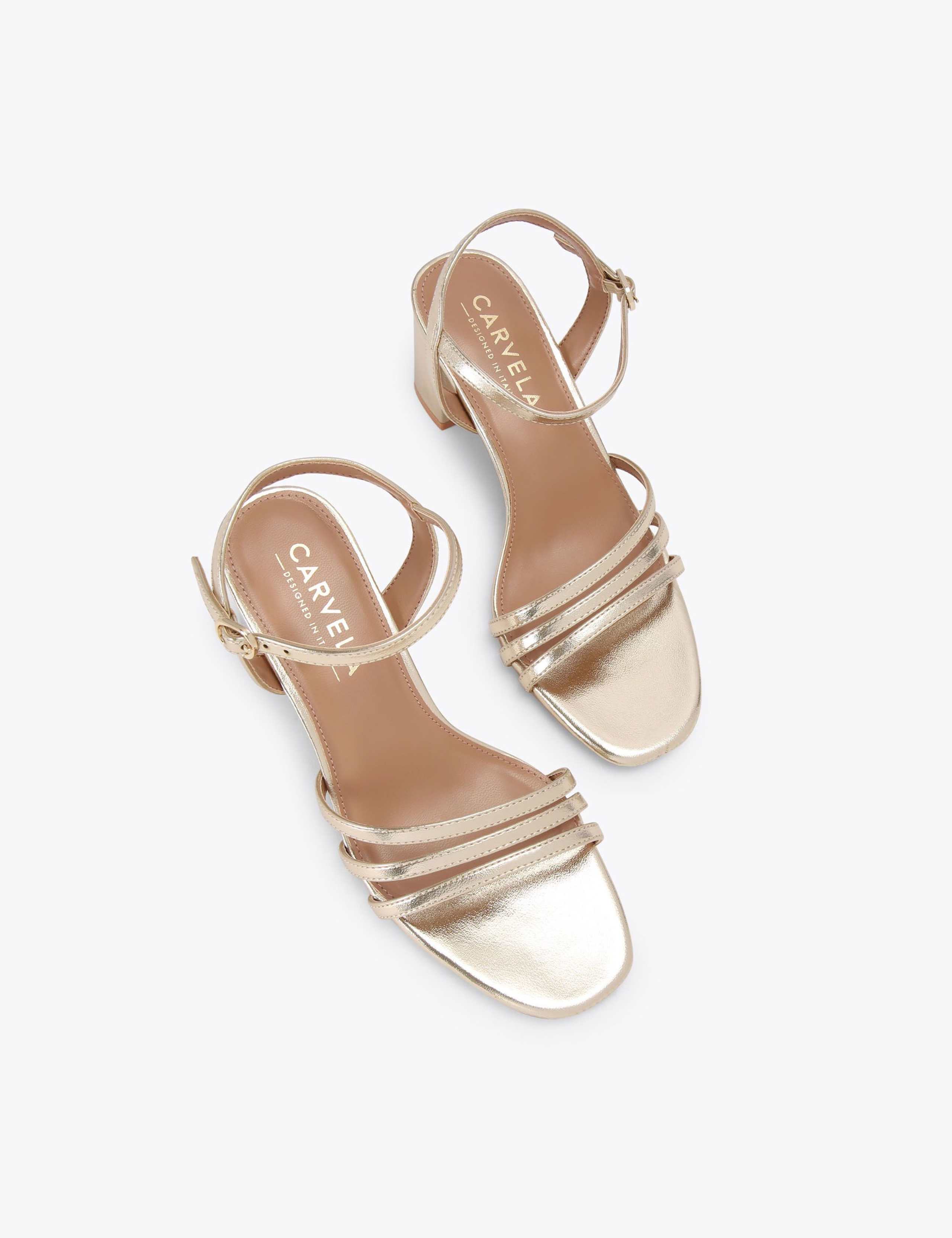 Wide Fit Metallic Ankle Strap Block Heel Sandals 2 of 5