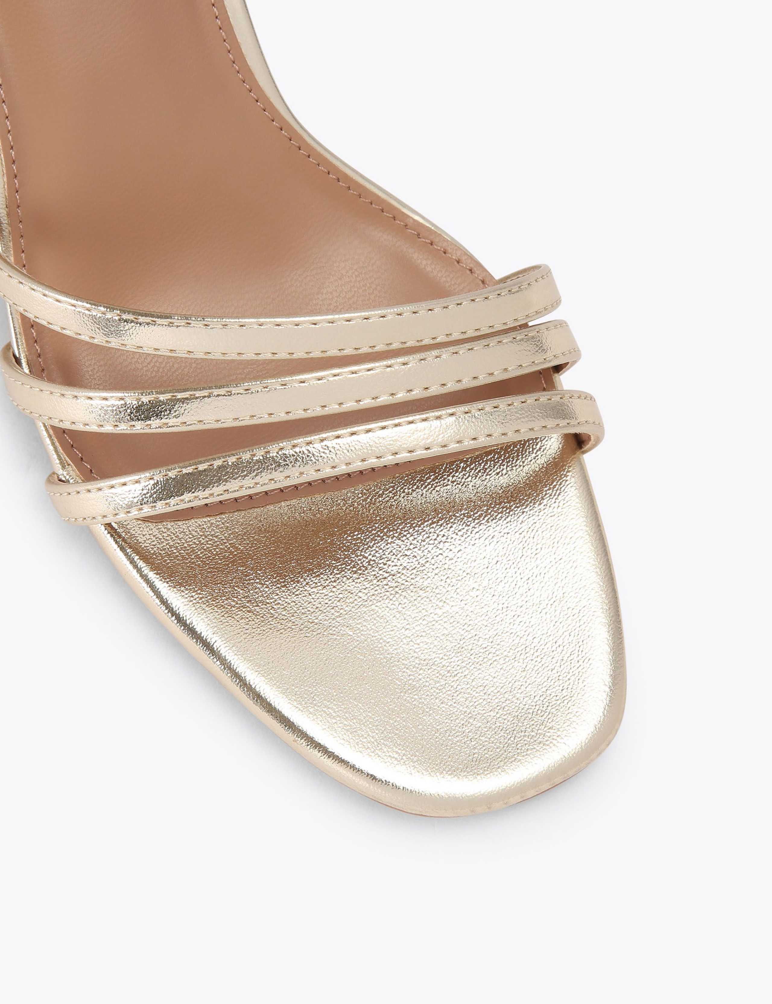 Wide Fit Metallic Ankle Strap Block Heel Sandals 3 of 5