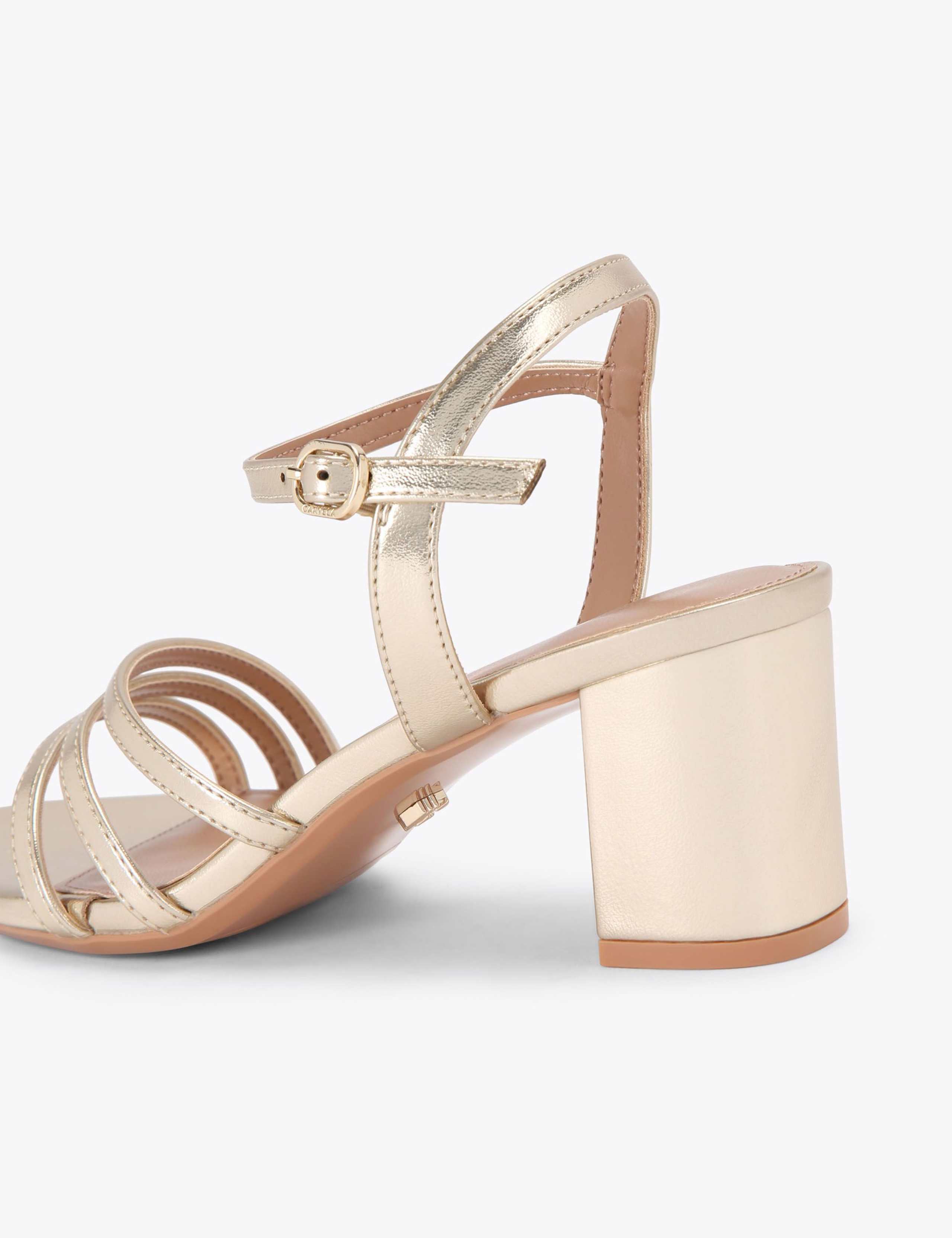 Wide Fit Metallic Ankle Strap Block Heel Sandals 5 of 5