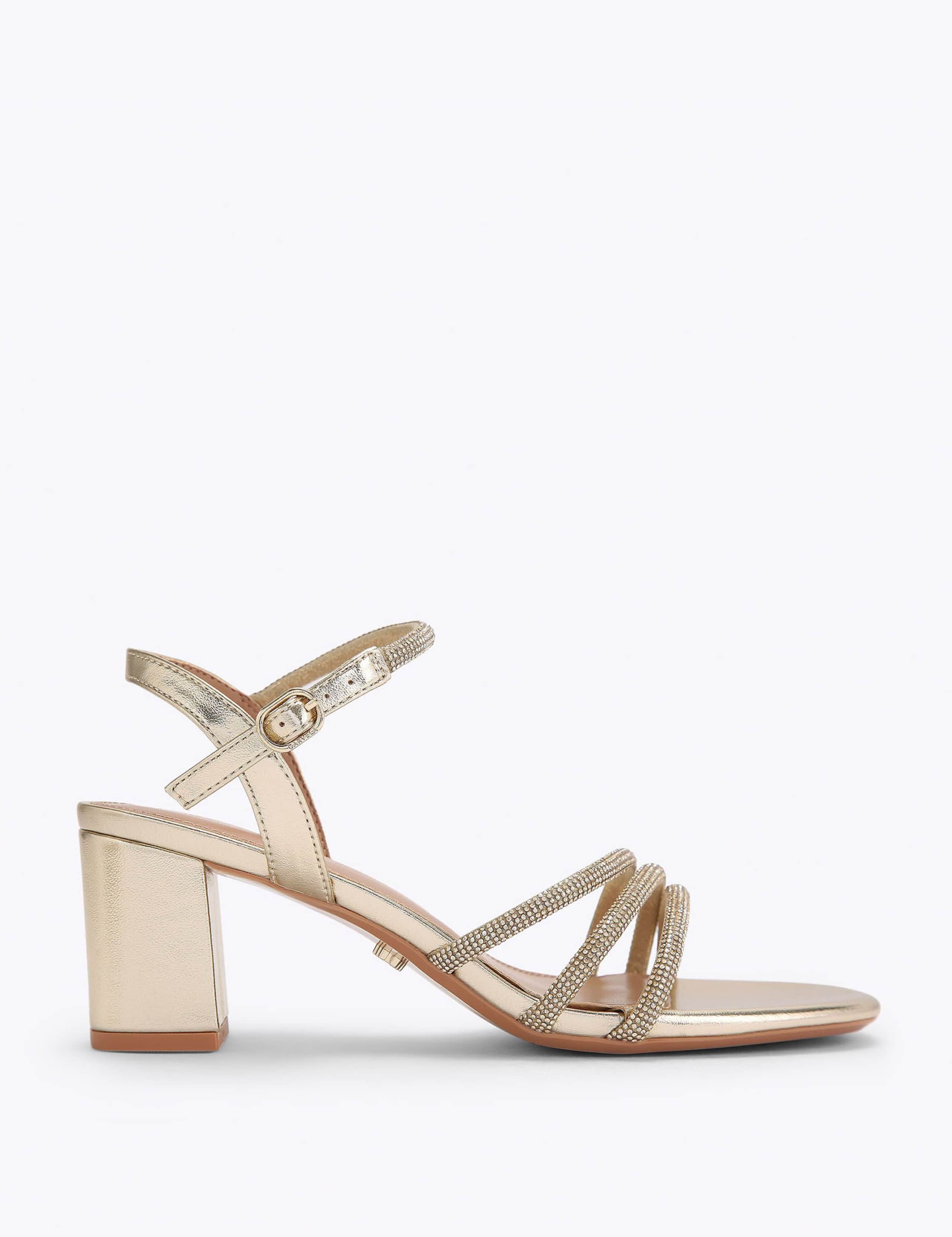 Wide Fit Metallic Sparkle Block Heel Sandals 1 of 4