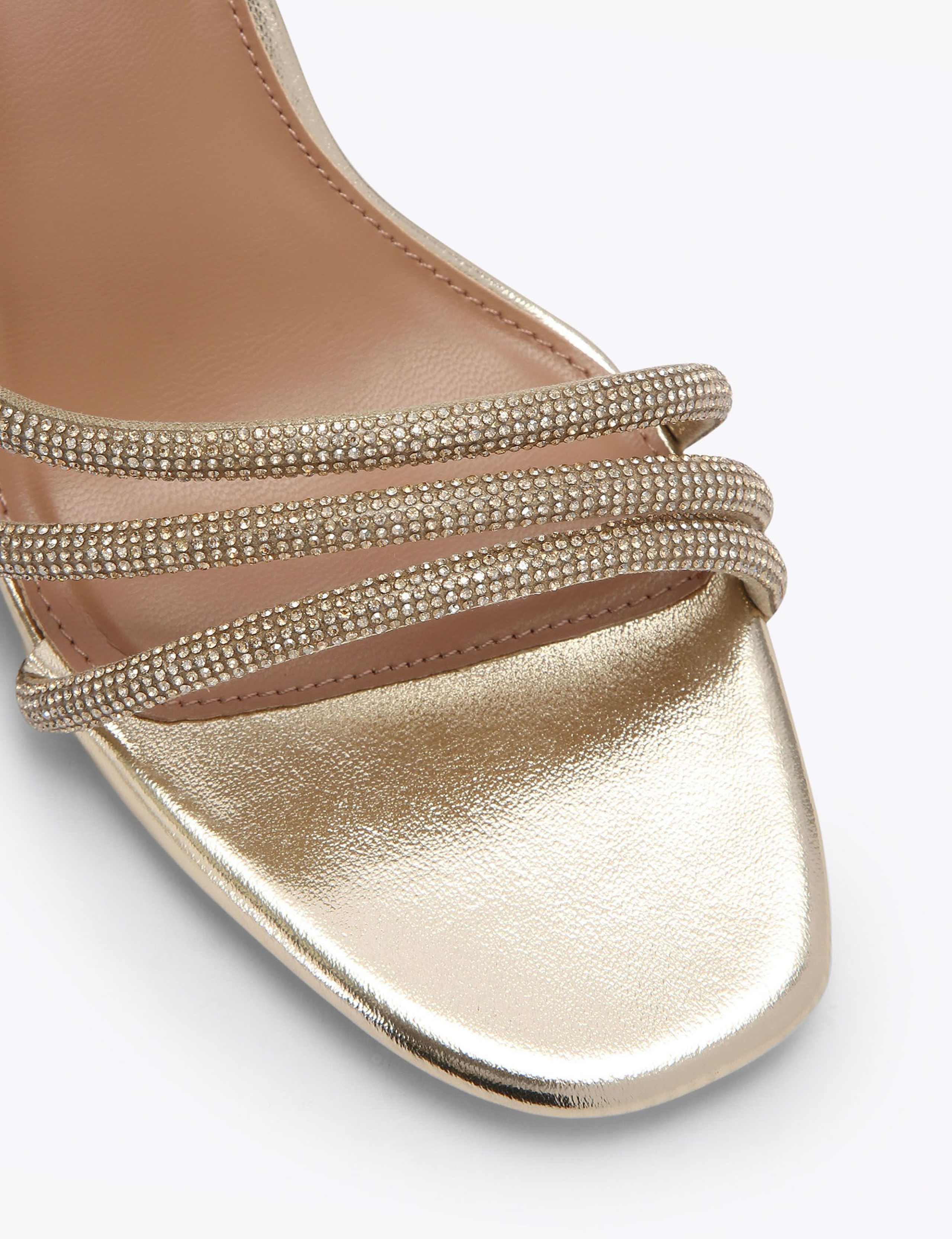 Wide Fit Metallic Sparkle Block Heel Sandals 3 of 4