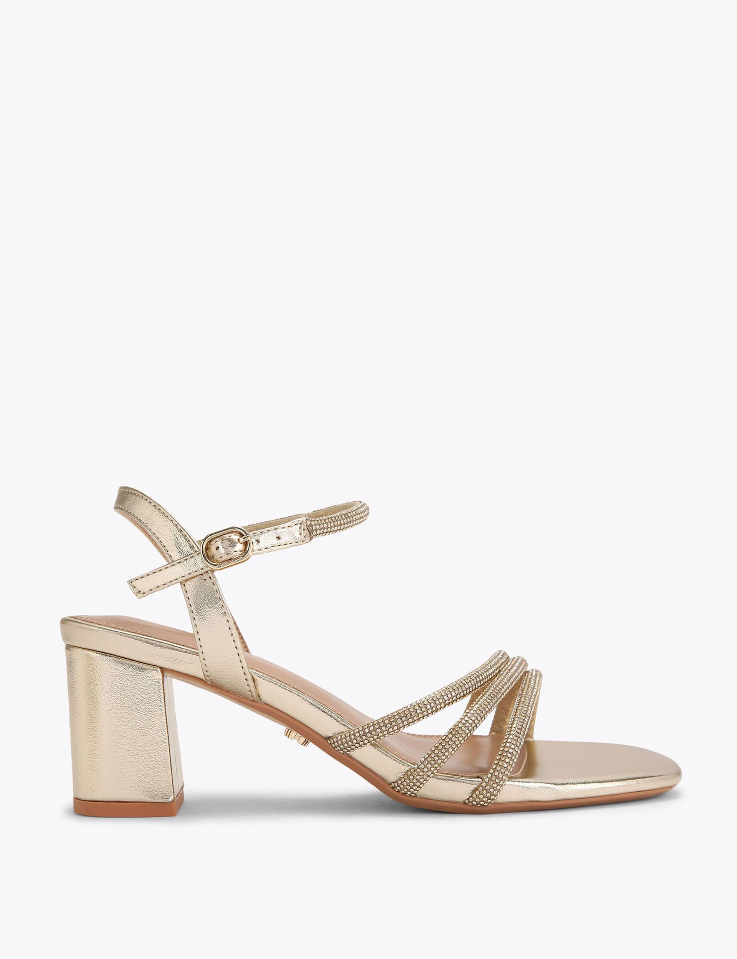 Wide Fit Metallic Sparkle Block Heel Sandals 1 of 5