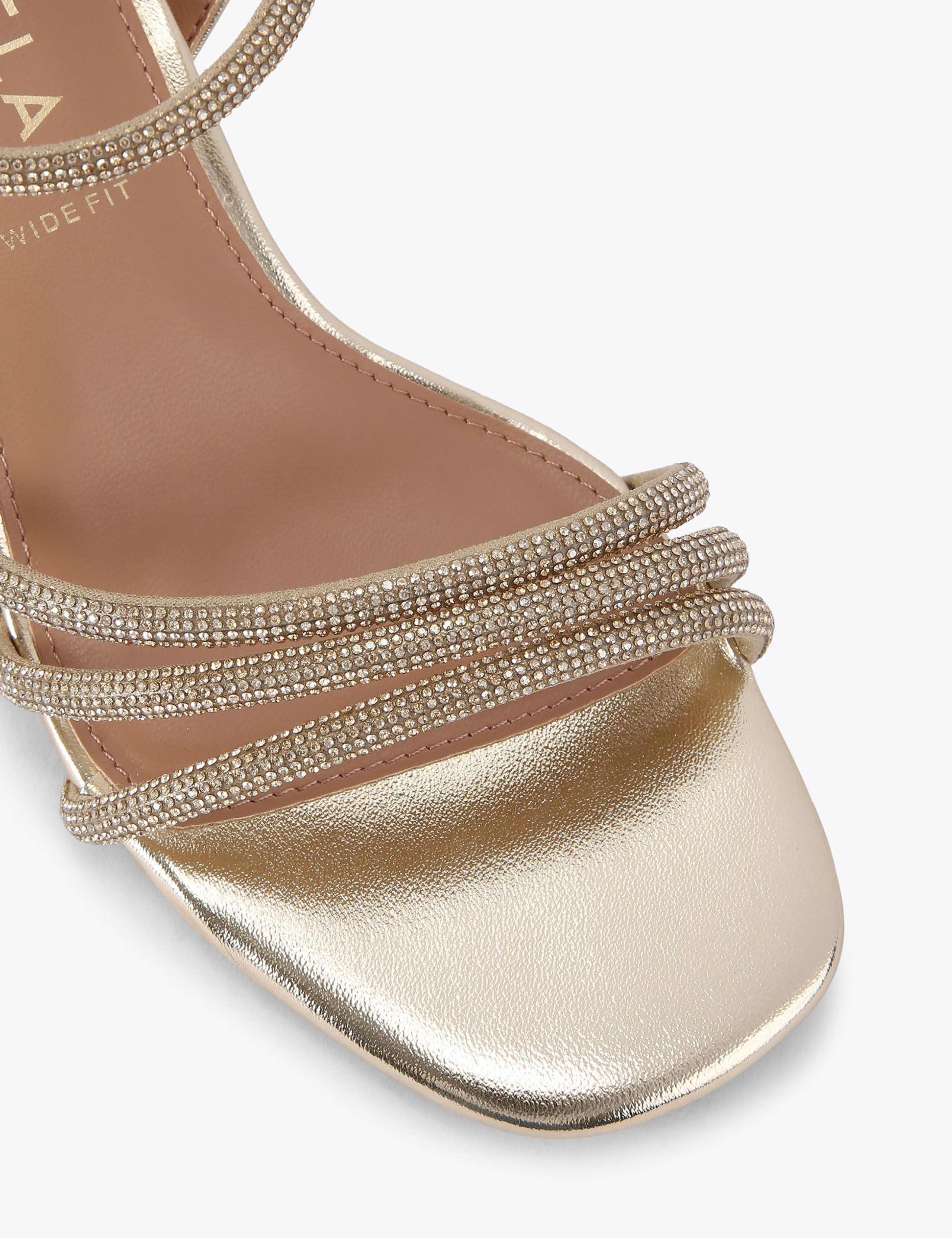 Wide Fit Metallic Sparkle Block Heel Sandals 3 of 5