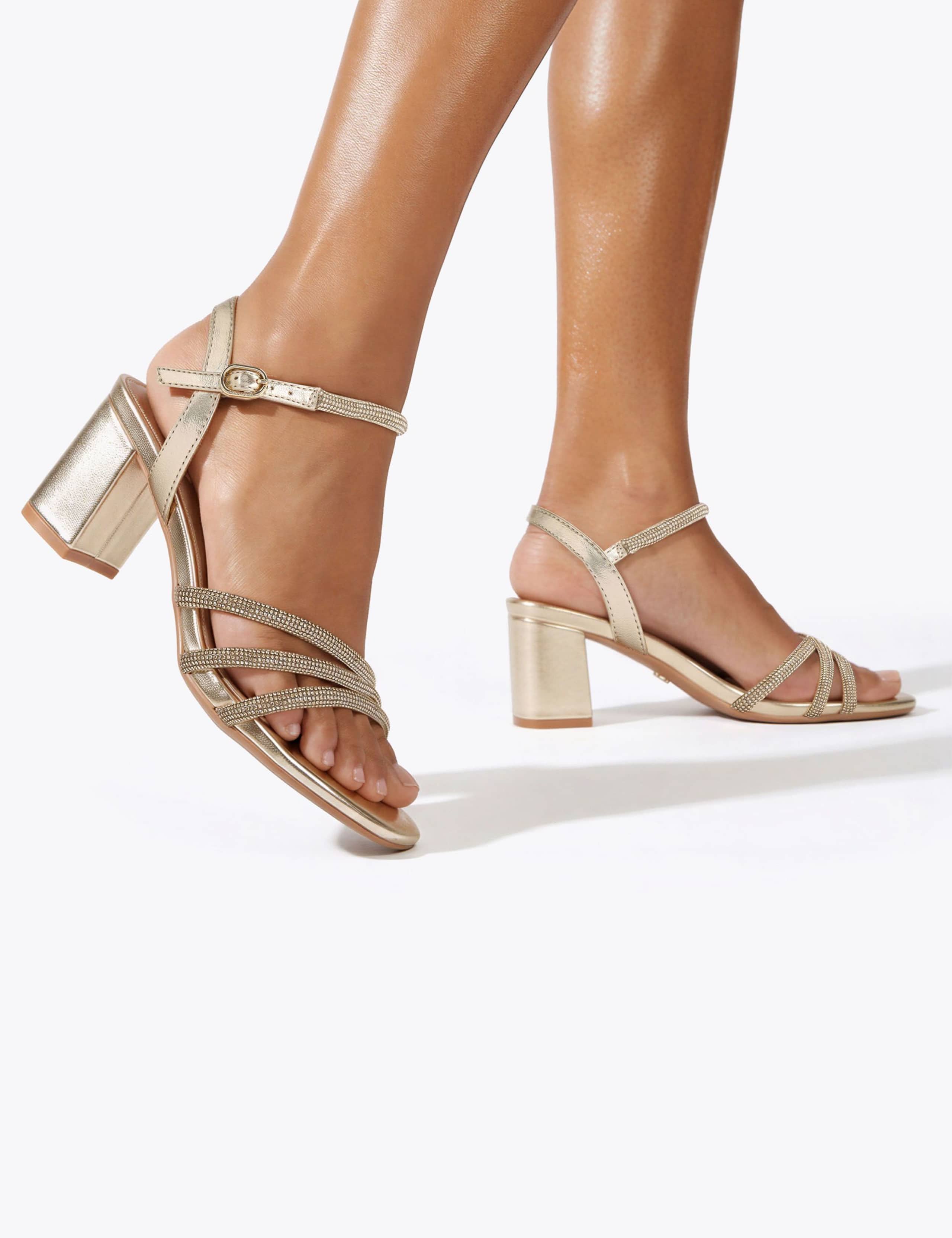 Wide Fit Metallic Sparkle Block Heel Sandals 4 of 5