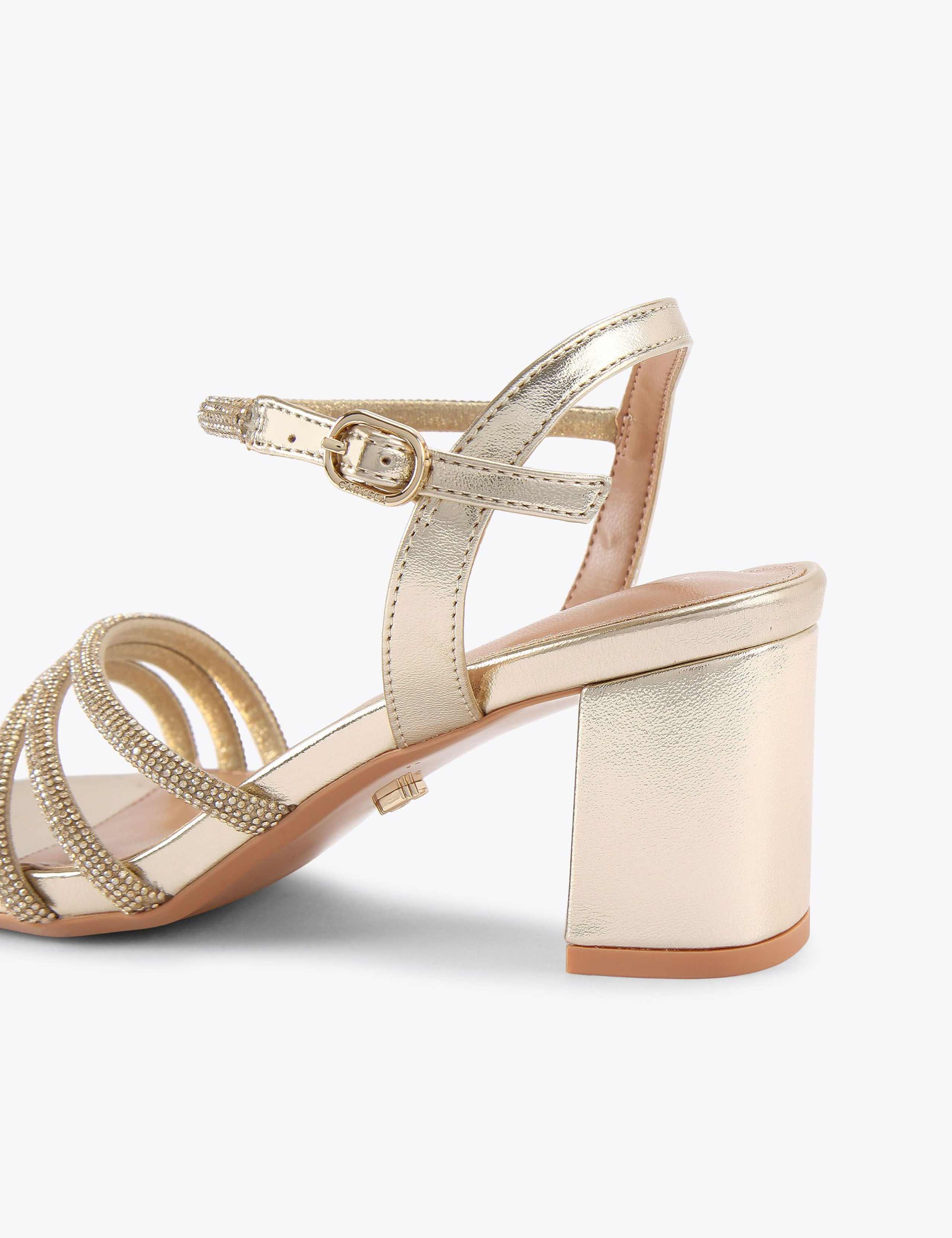 Wide Fit Metallic Sparkle Block Heel Sandals 5 of 5