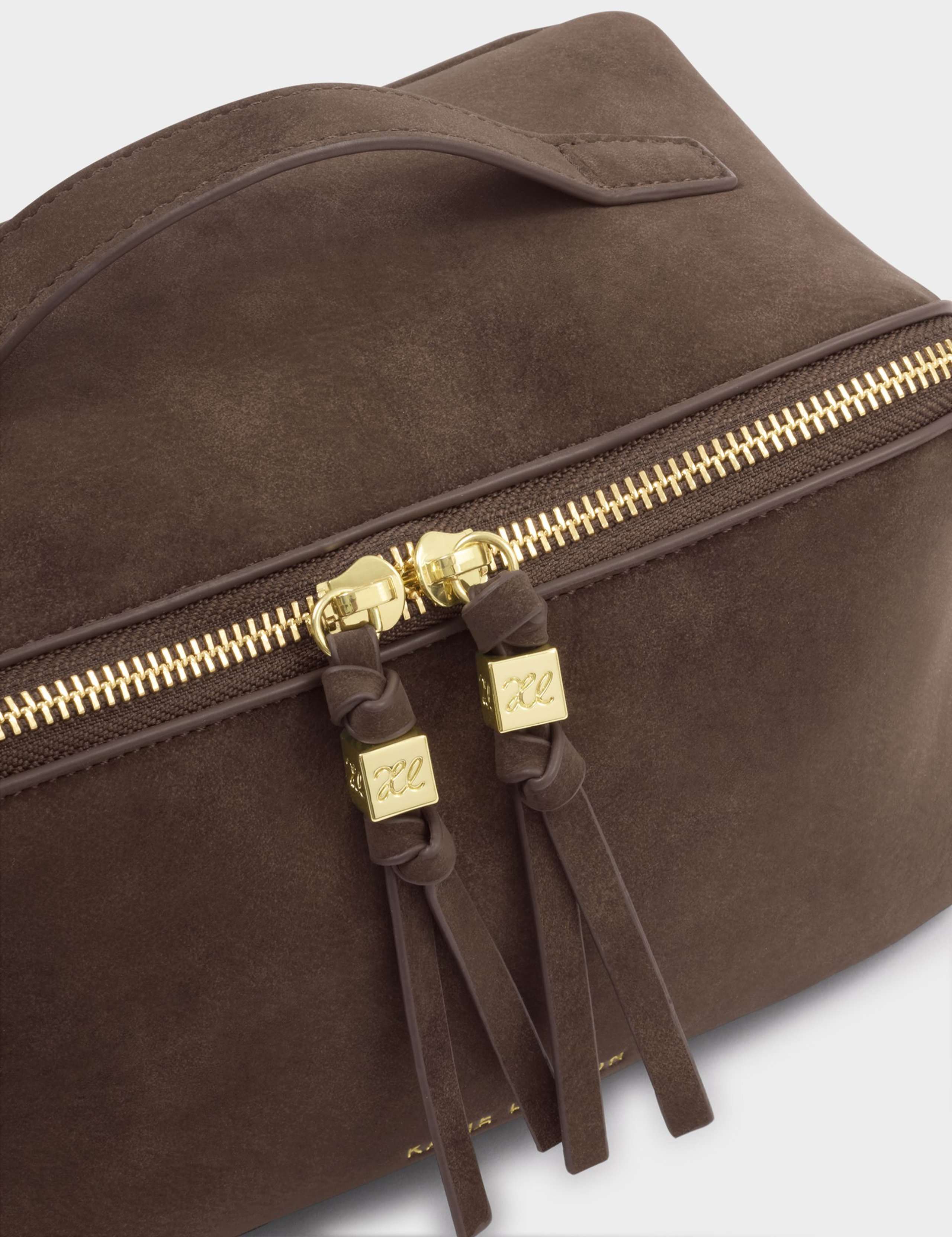 Faux Suede Medium Flat Lay Toiletry Bag 5 of 6