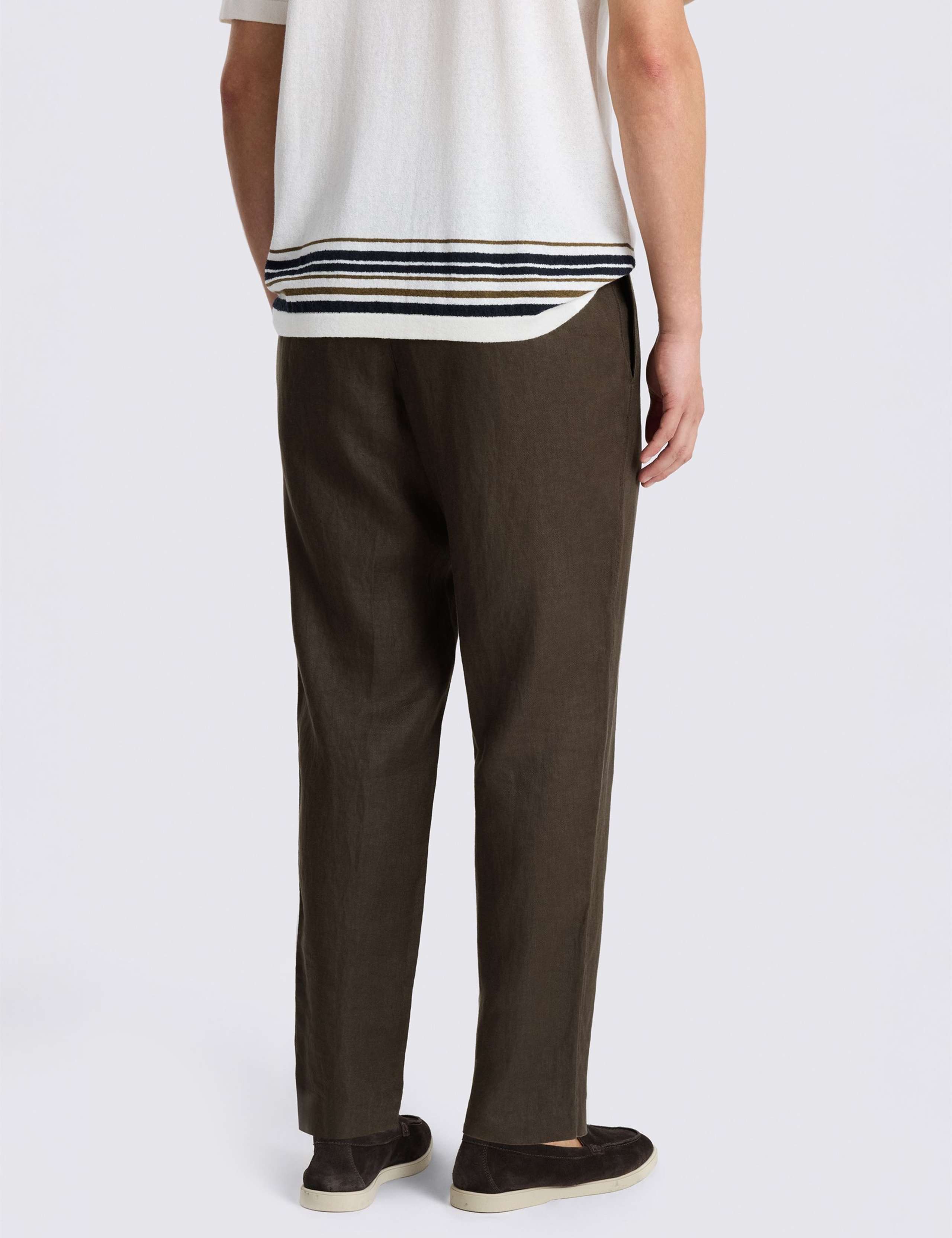 Tailored Fit Pure Linen Drawstring Trousers 3 of 4