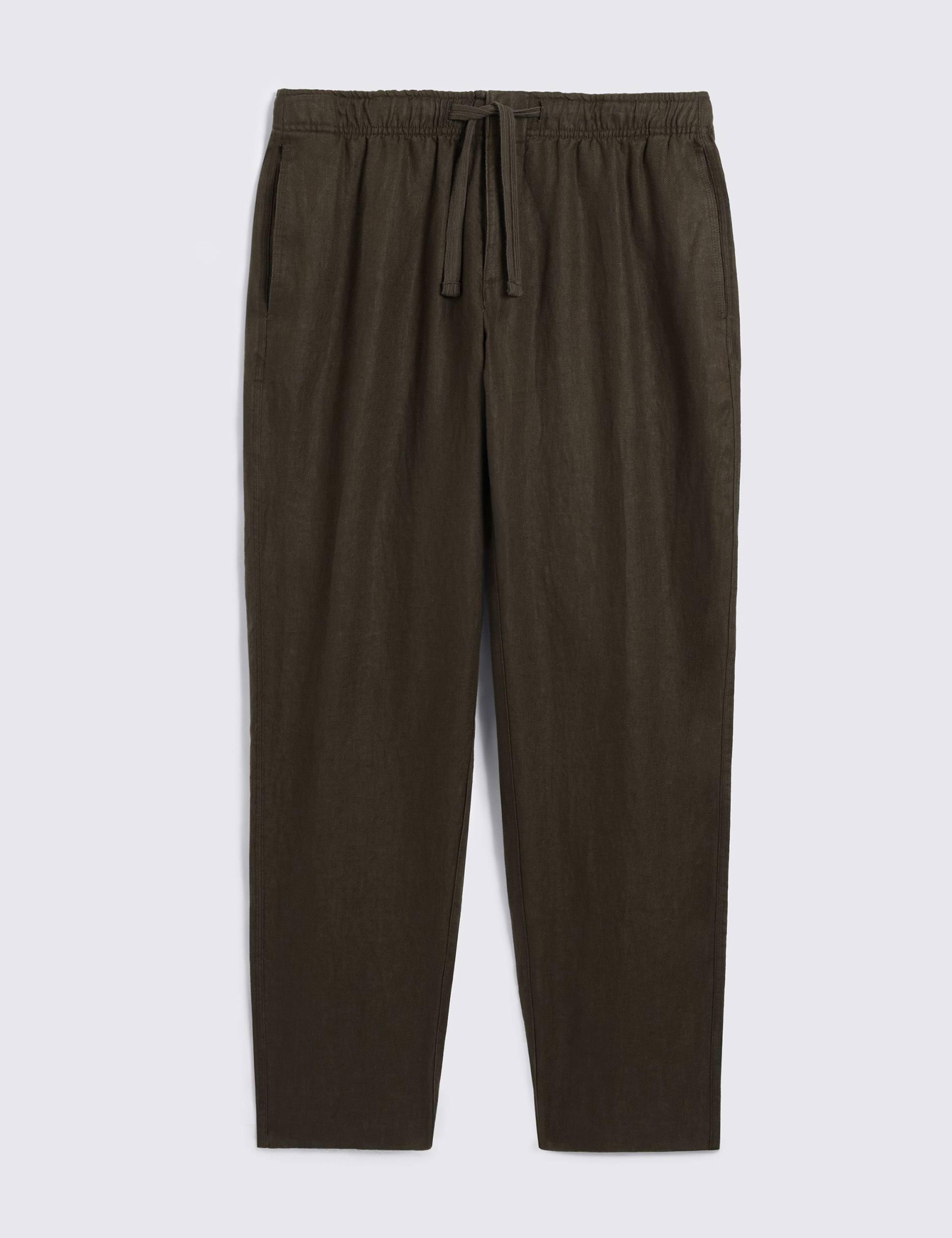 Tailored Fit Pure Linen Drawstring Trousers 2 of 4