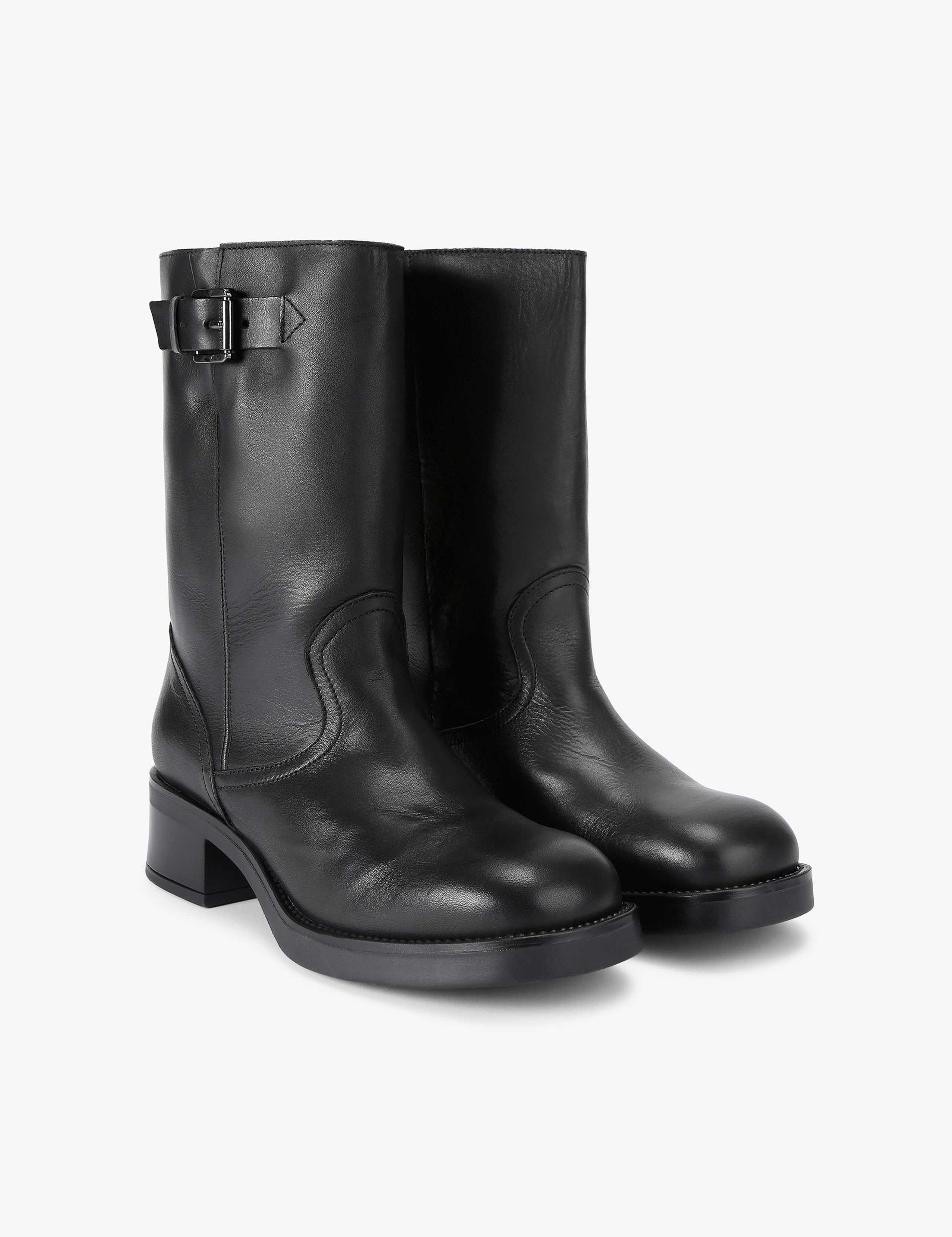 Trident Leather Block Heel Boots 2 of 4