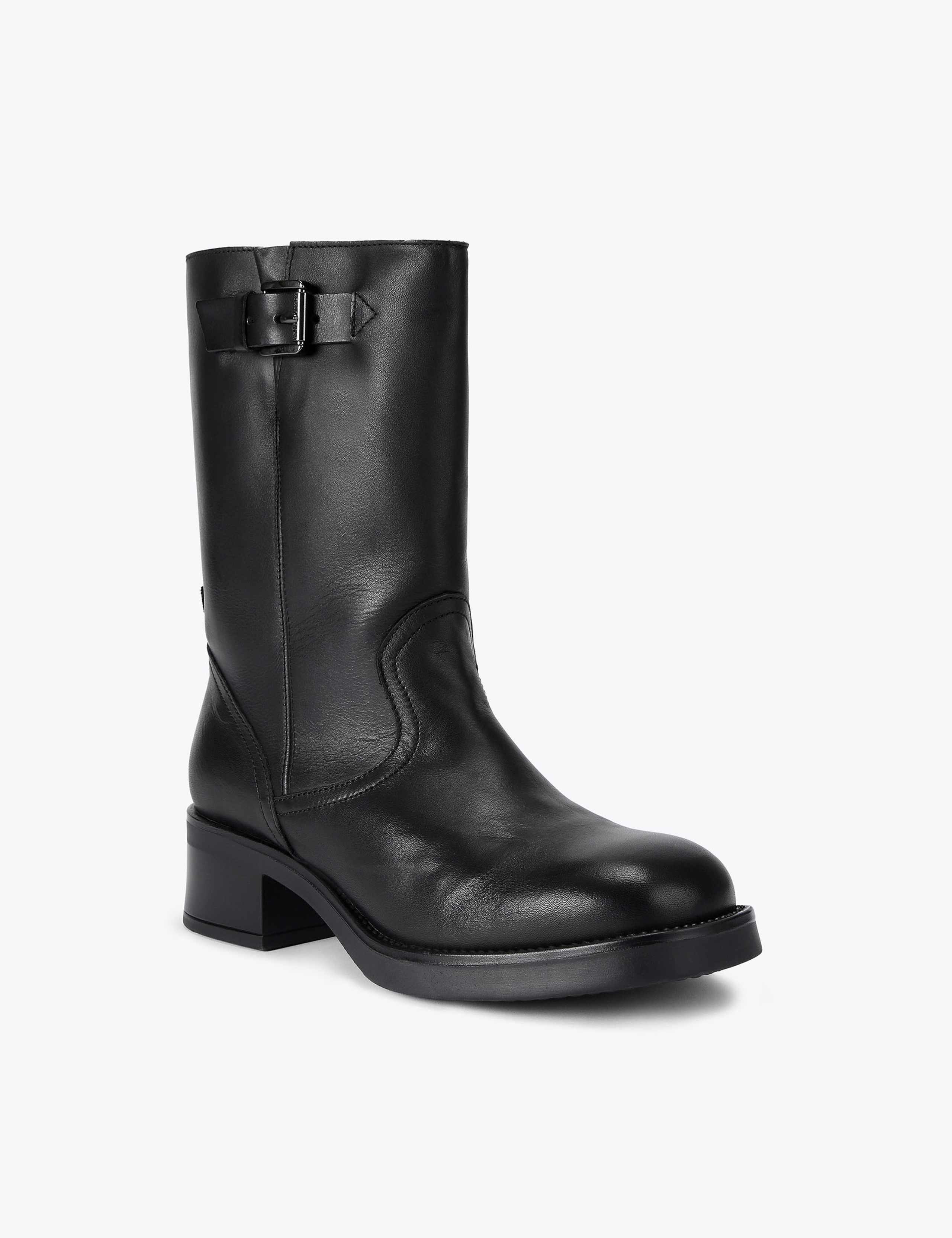 Trident Leather Block Heel Boots 3 of 4