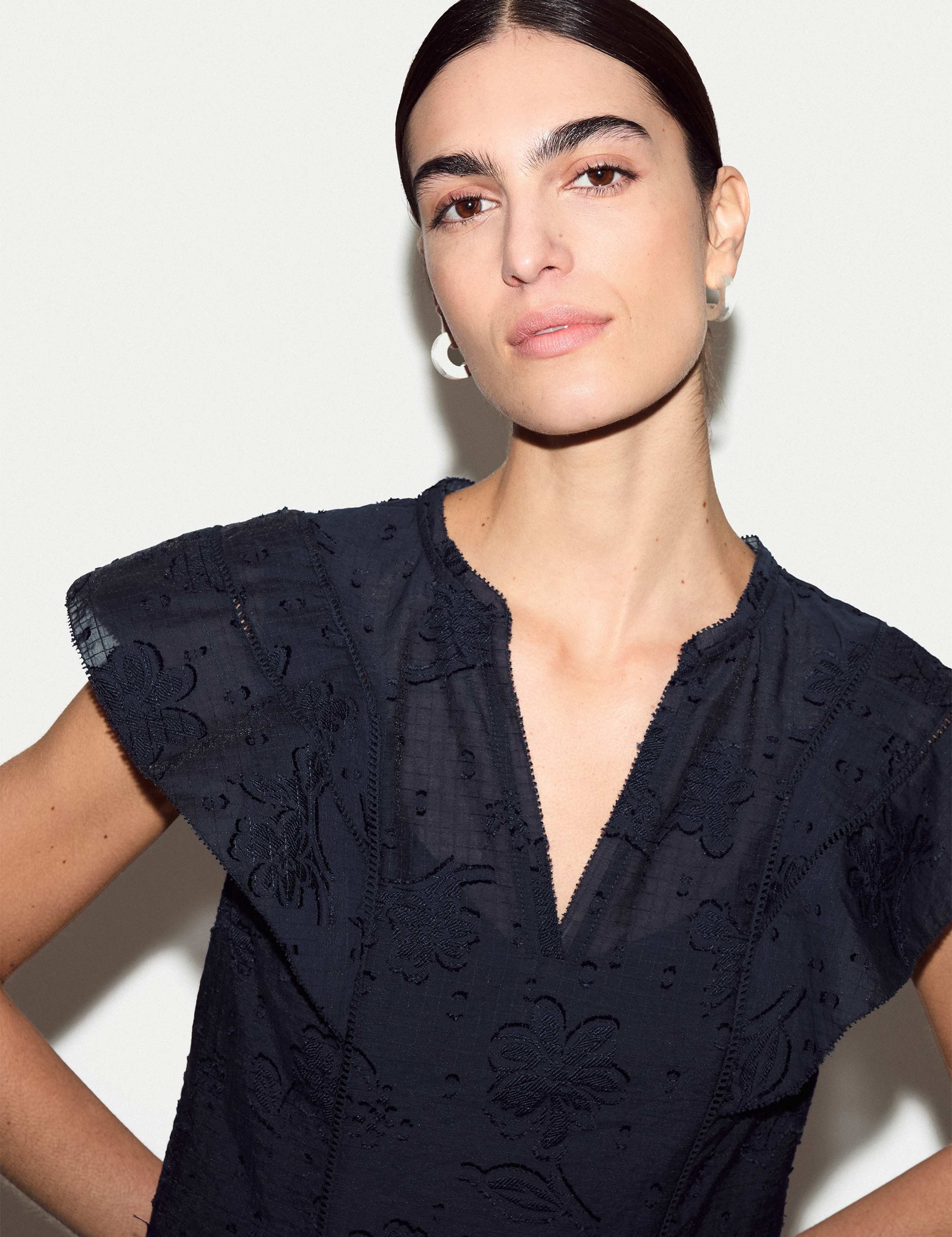 Cotton Blend Floral Jacquard Mini Shift Dress 3 of 6