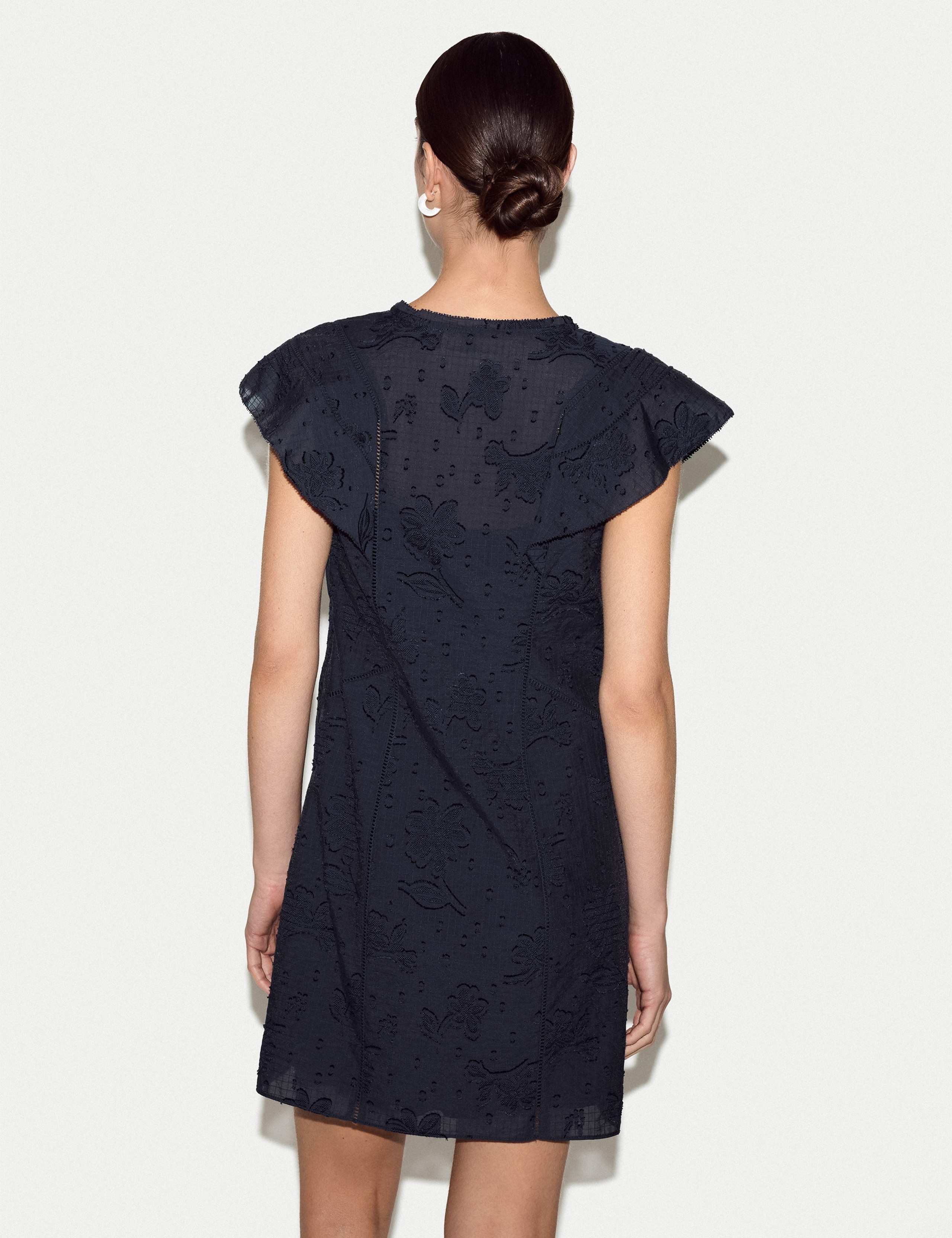 Cotton Blend Floral Jacquard Mini Shift Dress 6 of 6