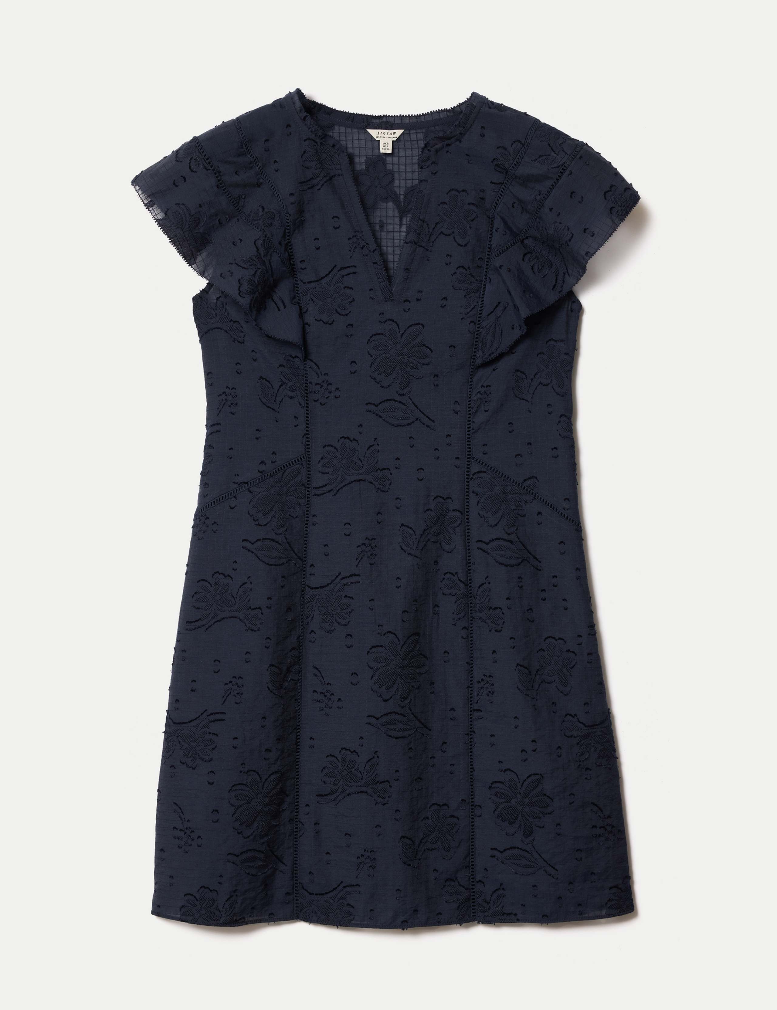 Cotton Blend Floral Jacquard Mini Shift Dress 2 of 6