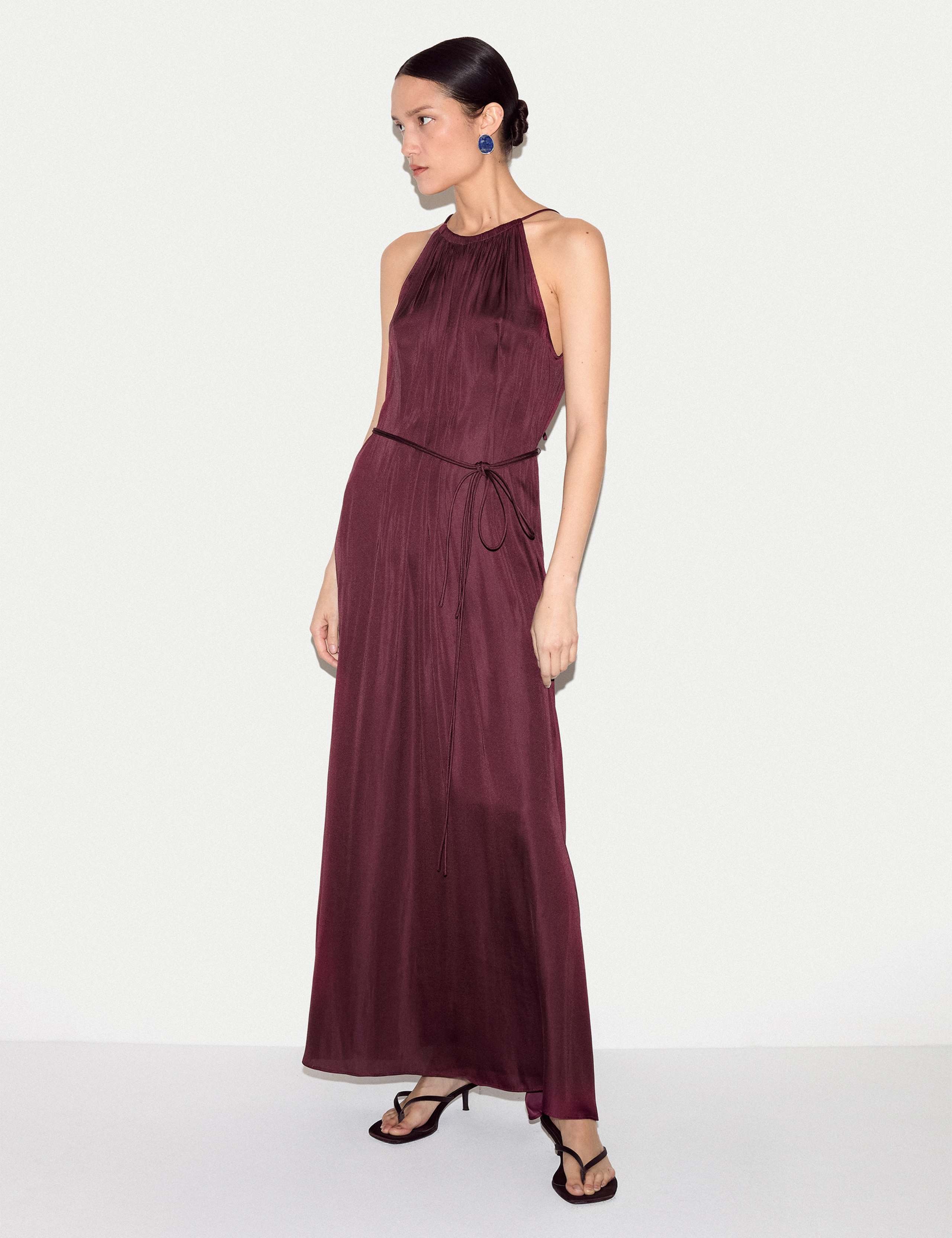 Satin Halter Neck Midaxi Column Dress 3 of 7