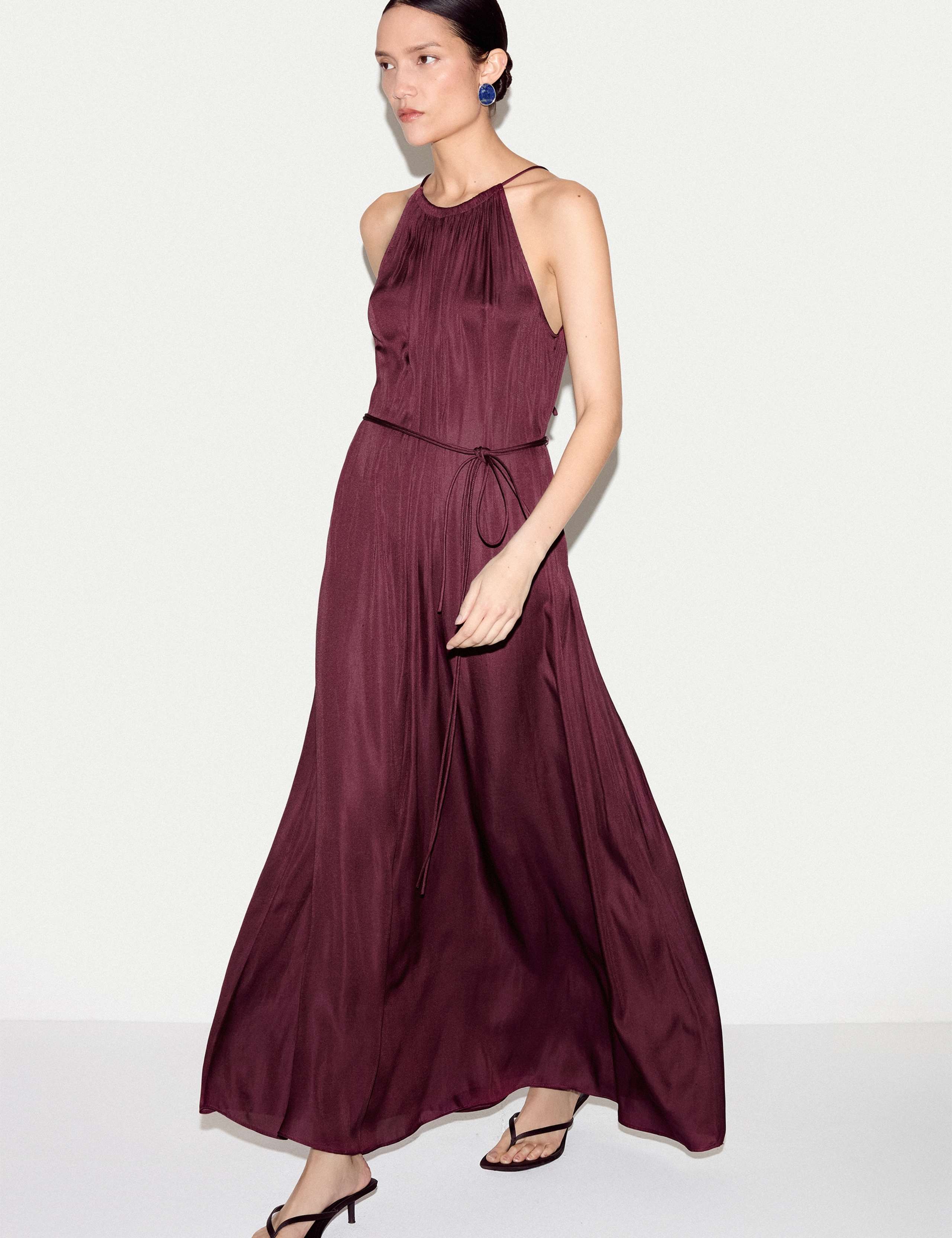 Satin Halter Neck Midaxi Column Dress 4 of 7