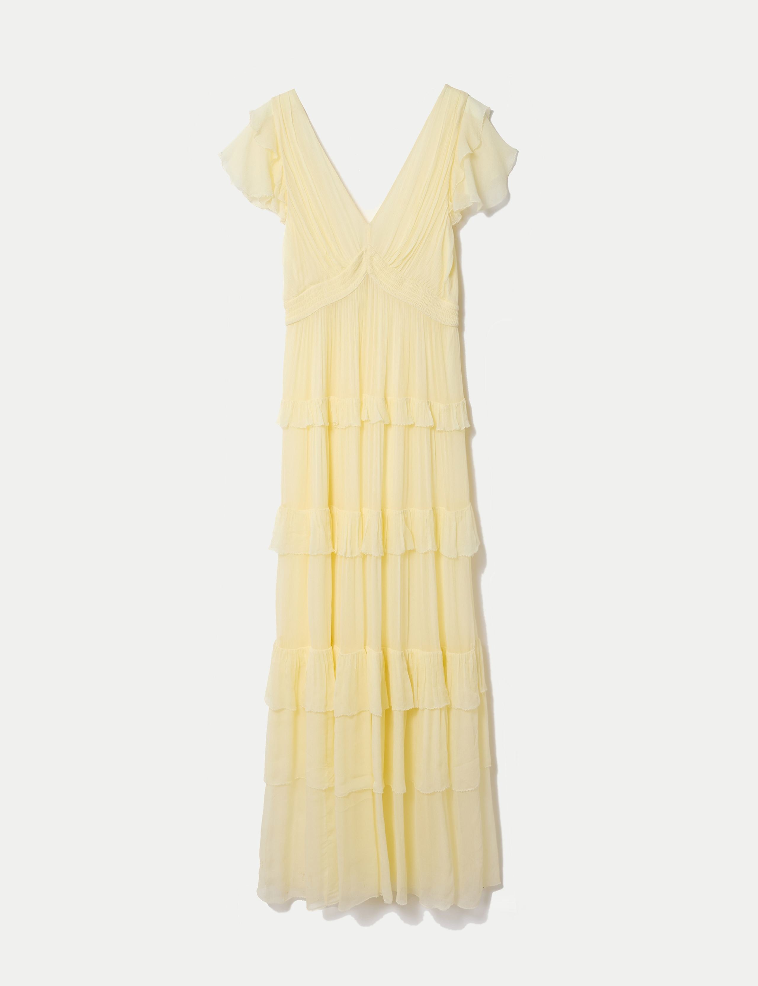 Plisse V-Neck Frill Midaxi Tiered Dress 2 of 6