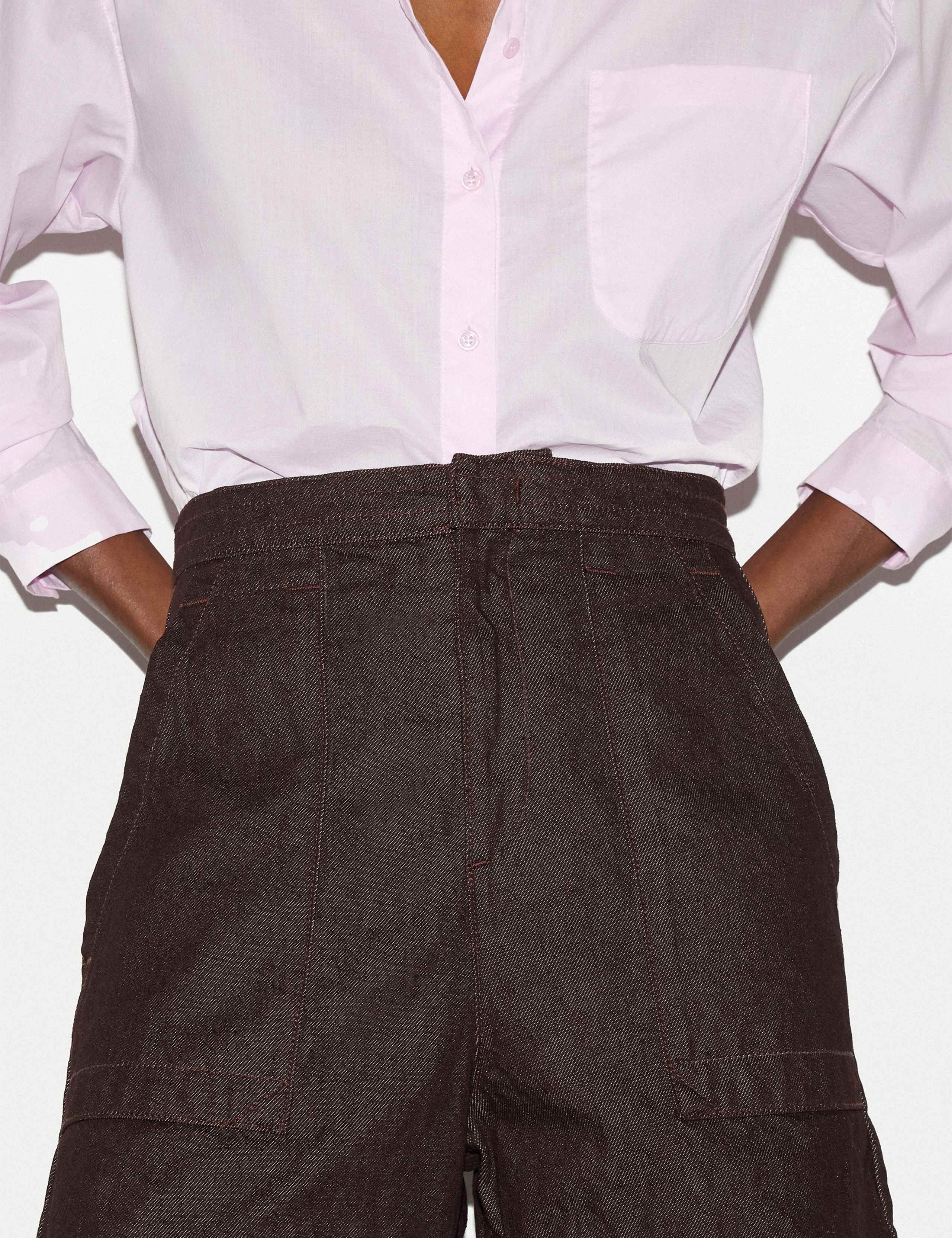 Denim Patch Pocket High Waisted Shorts 4 of 4