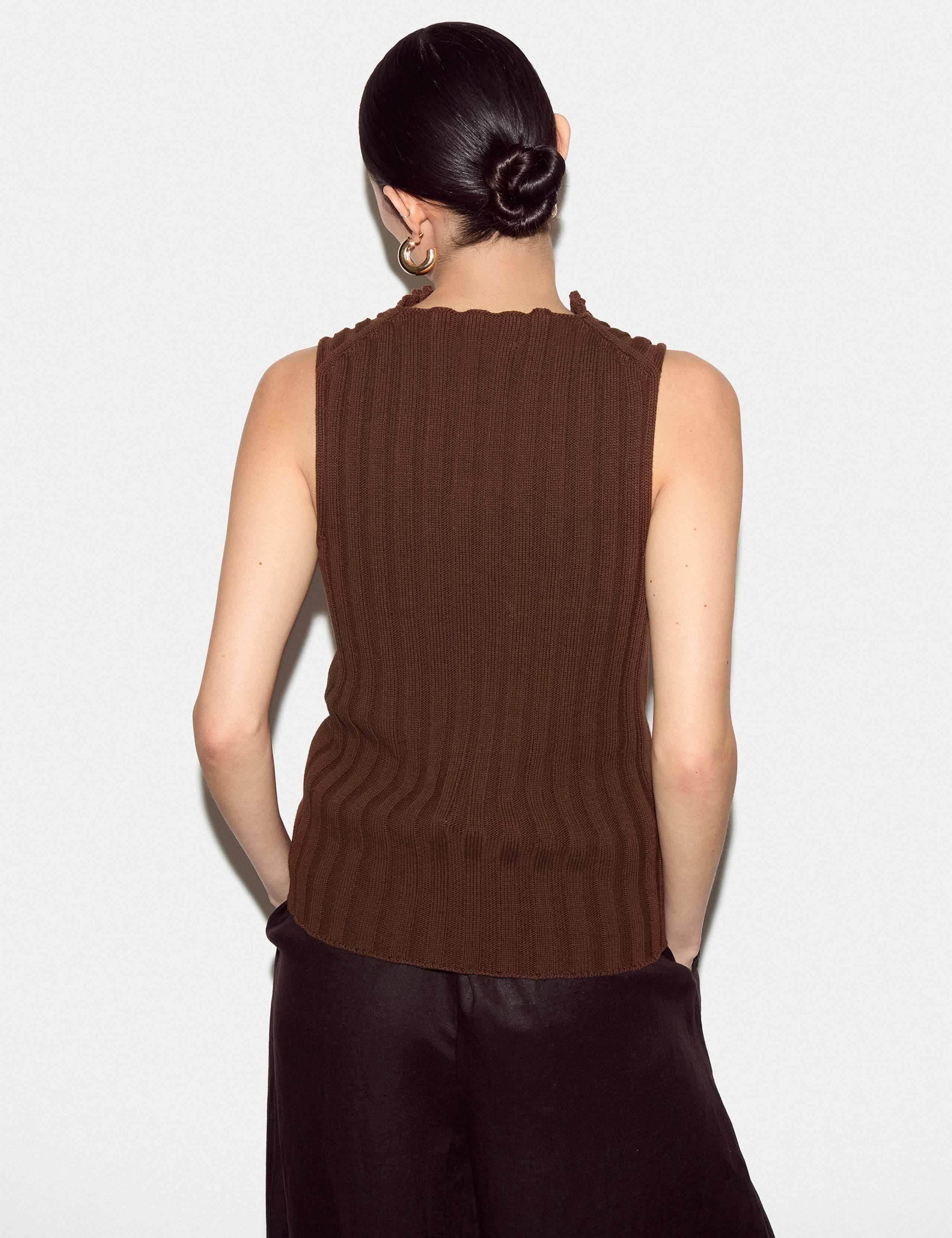 Pure Cotton Ribbed Scoop Neck Knitted Vest 5 of 6