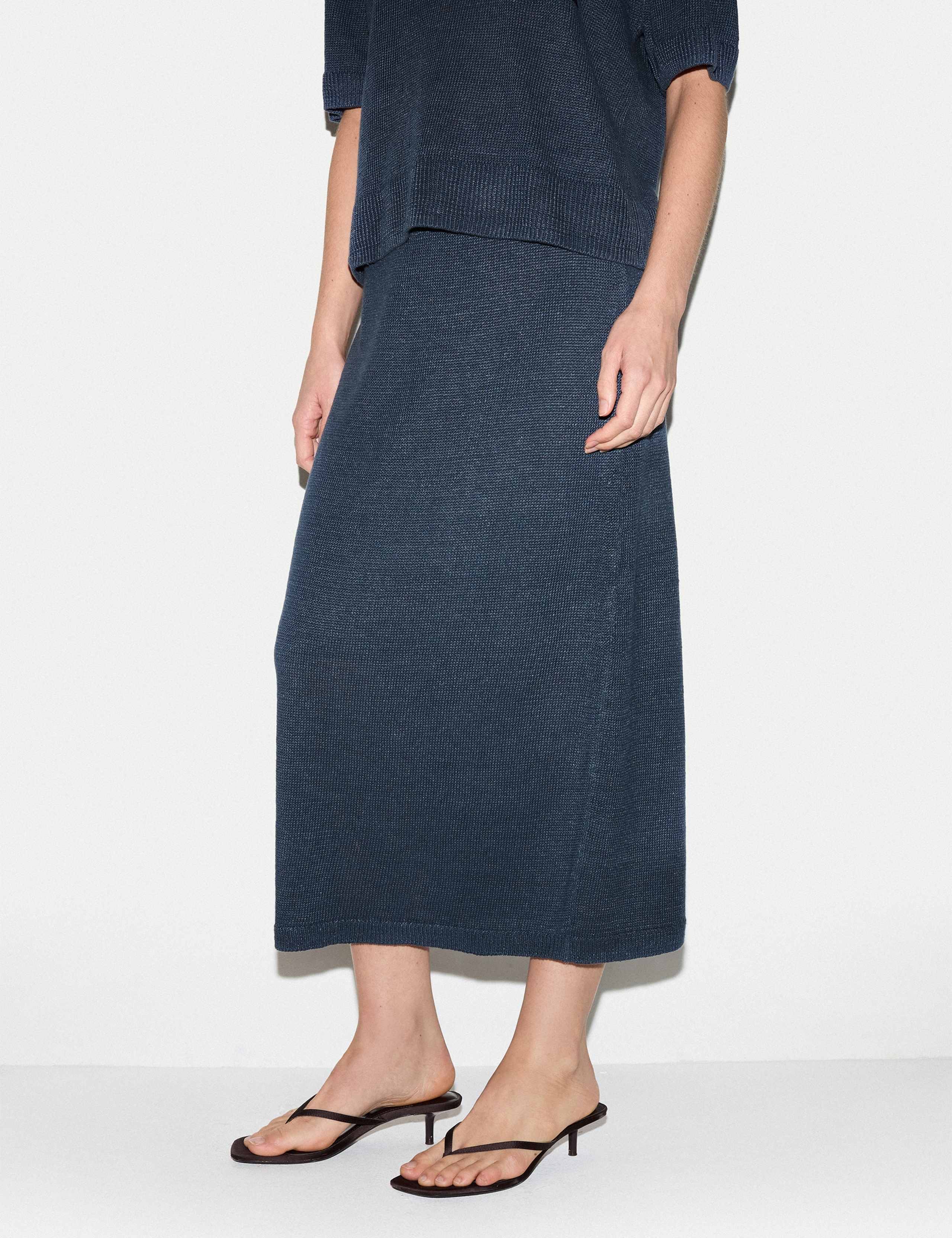 Pure Linen Pocket Detail Midi Pencil Skirt 3 of 5