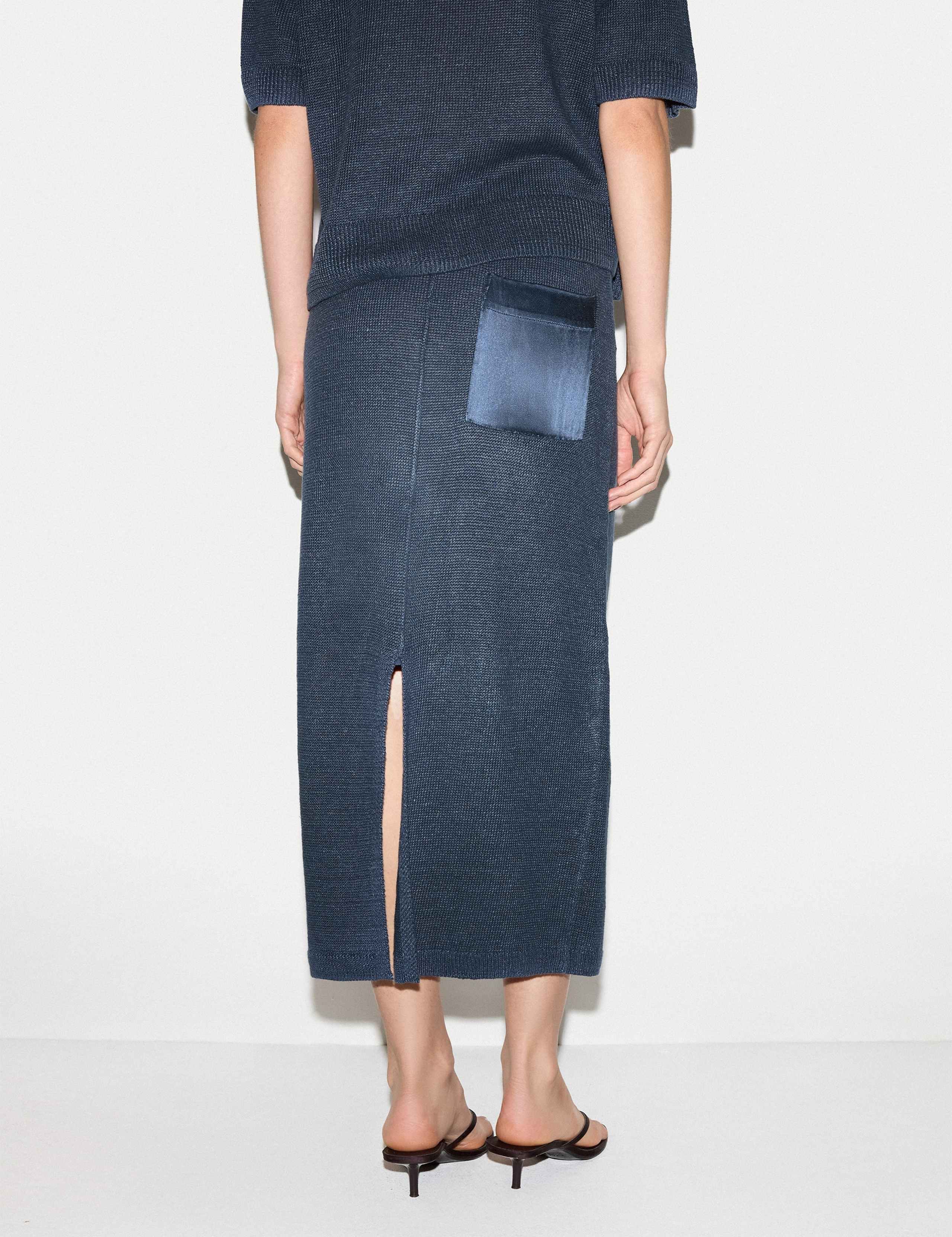 Pure Linen Pocket Detail Midi Pencil Skirt 4 of 5