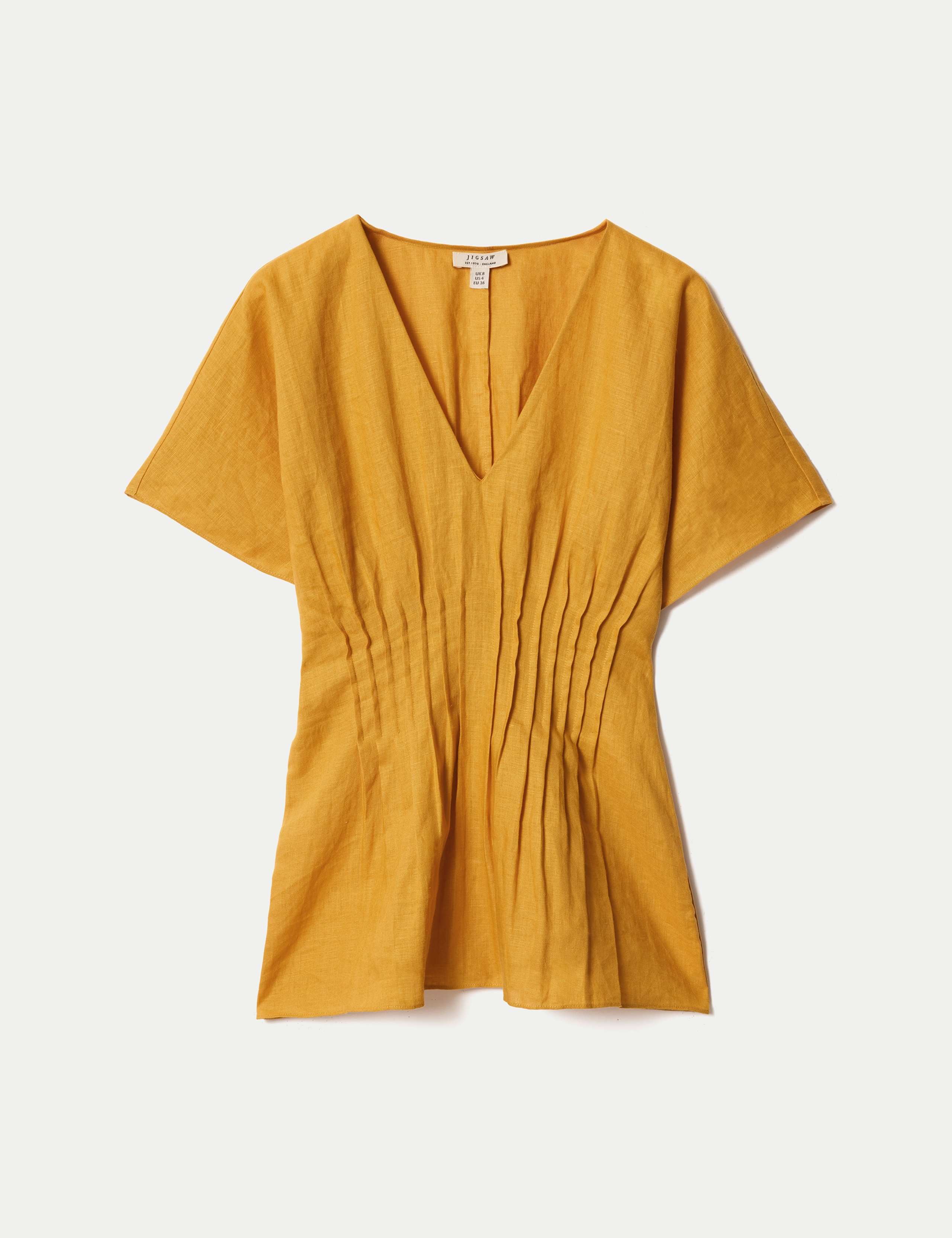 Pure Linen V-Neck Pintuck Waist Top 2 of 5