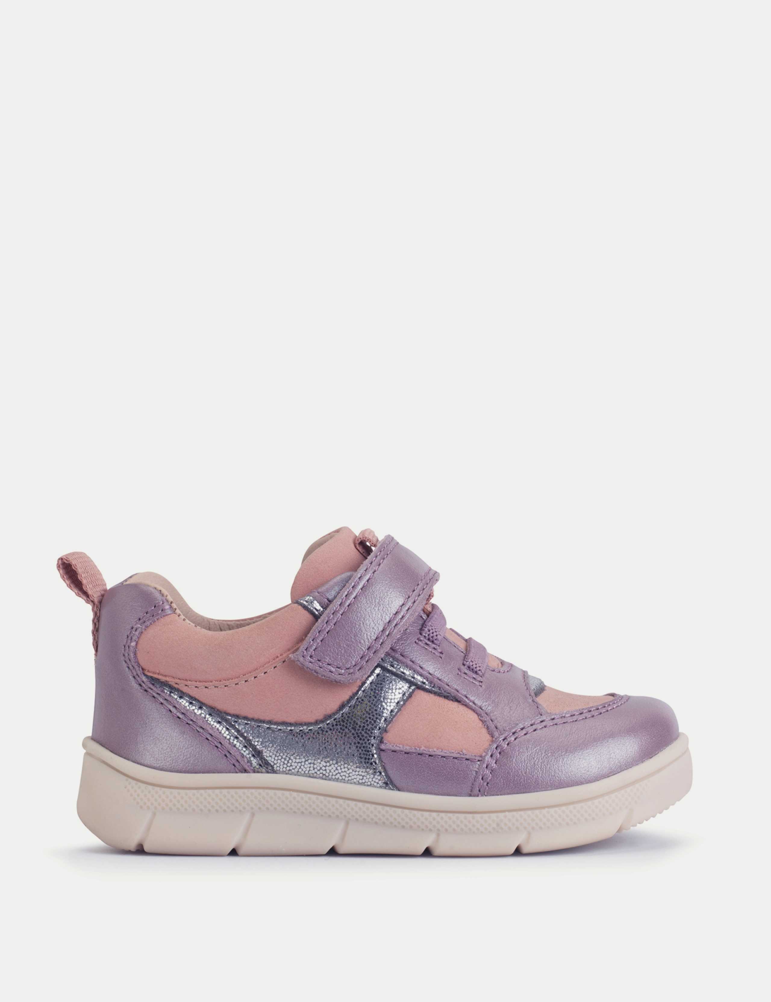 Kids' Leather Glitter Riptape Trainers (4 Small-10½ Small) 1 of 3