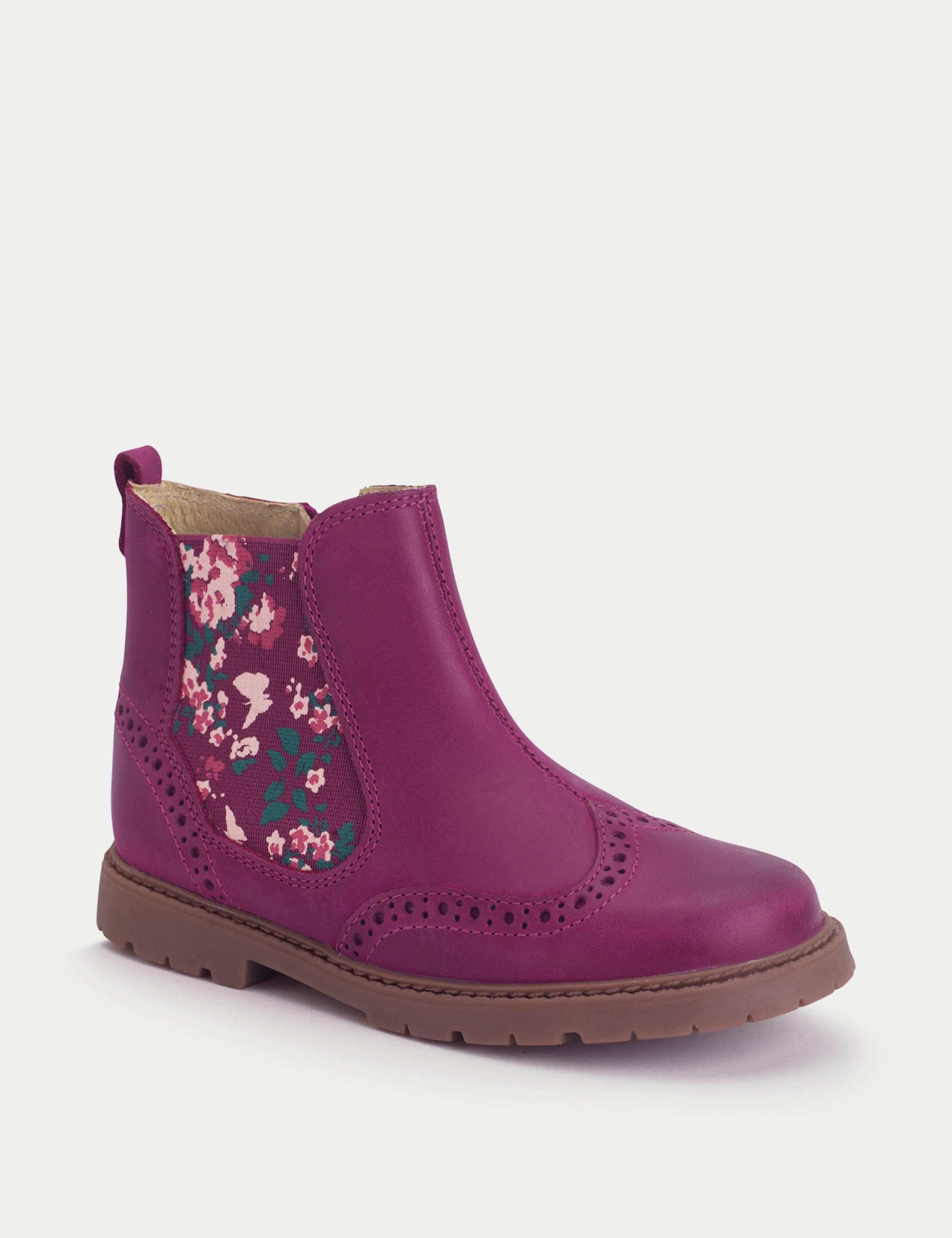 Kids' Leather Floral Chelsea Boots (6 Small-4 Large) 2 of 3