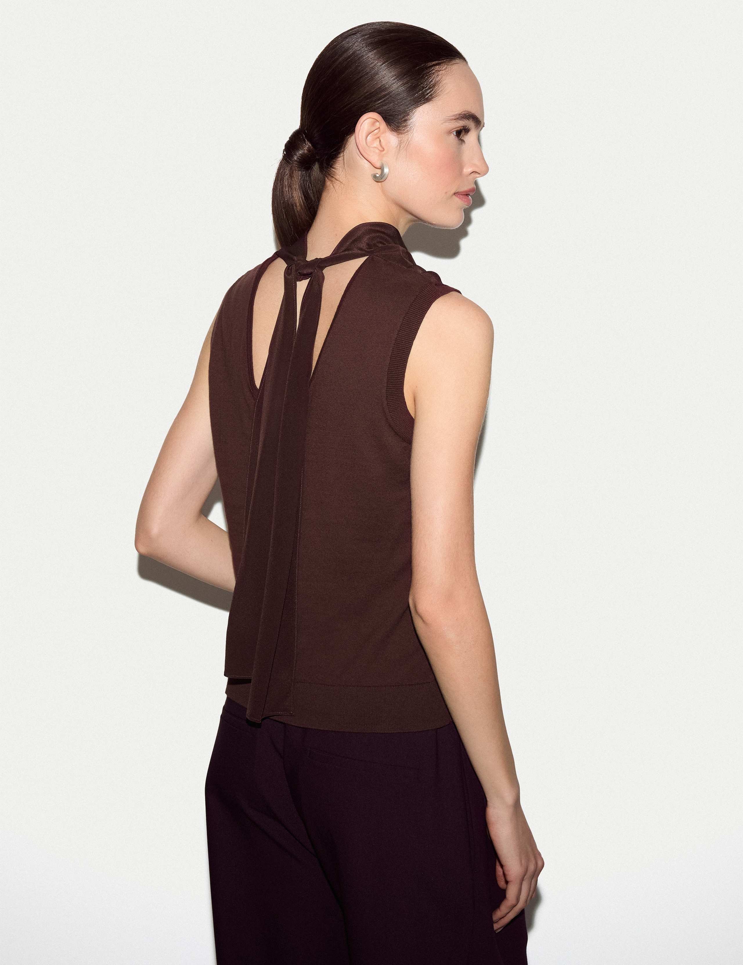 Silk Cotton Blend Textured Cowl Neck Top 5 of 5