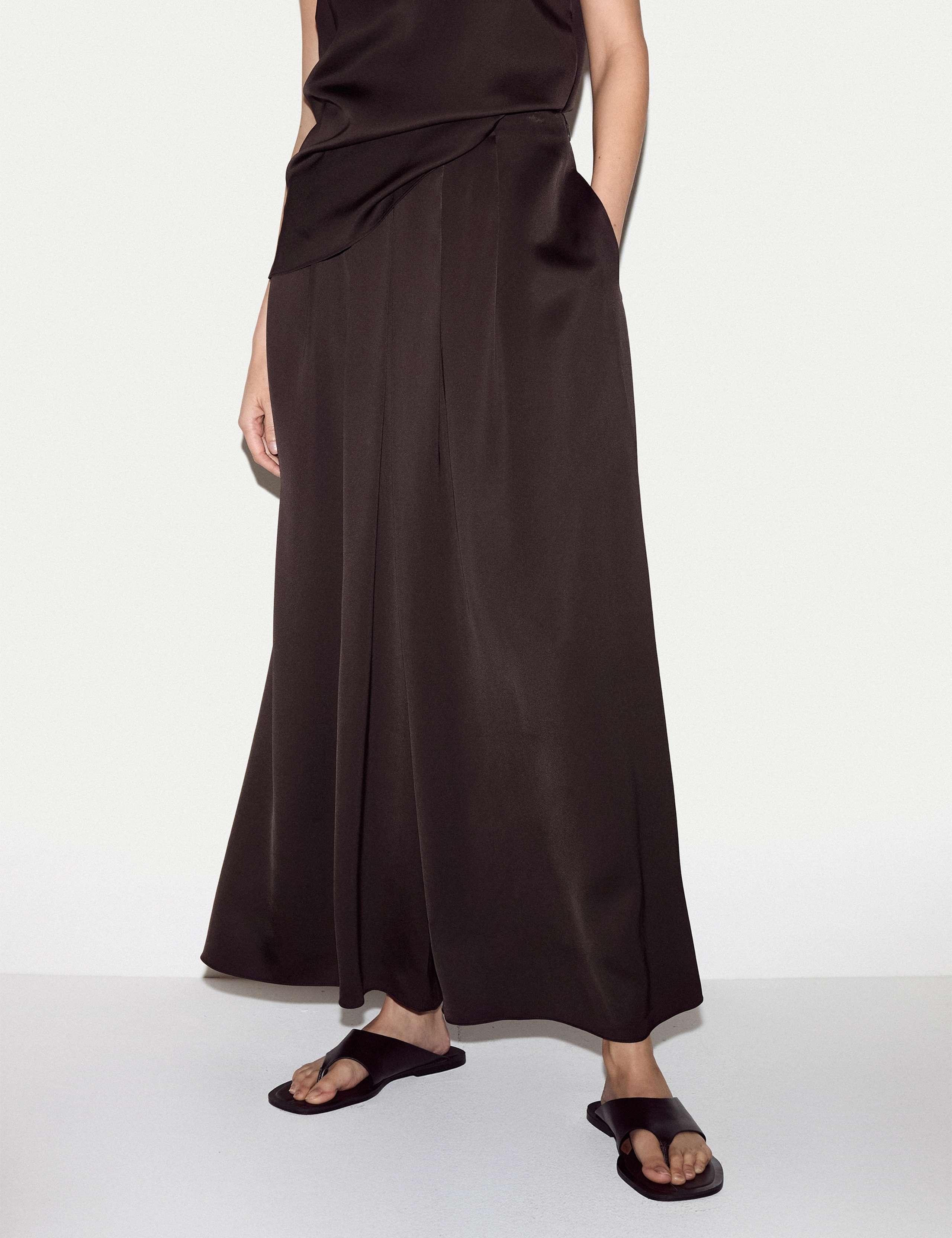 Satin Pleated Wide Leg Ankle Grazer Trousers 5 of 6