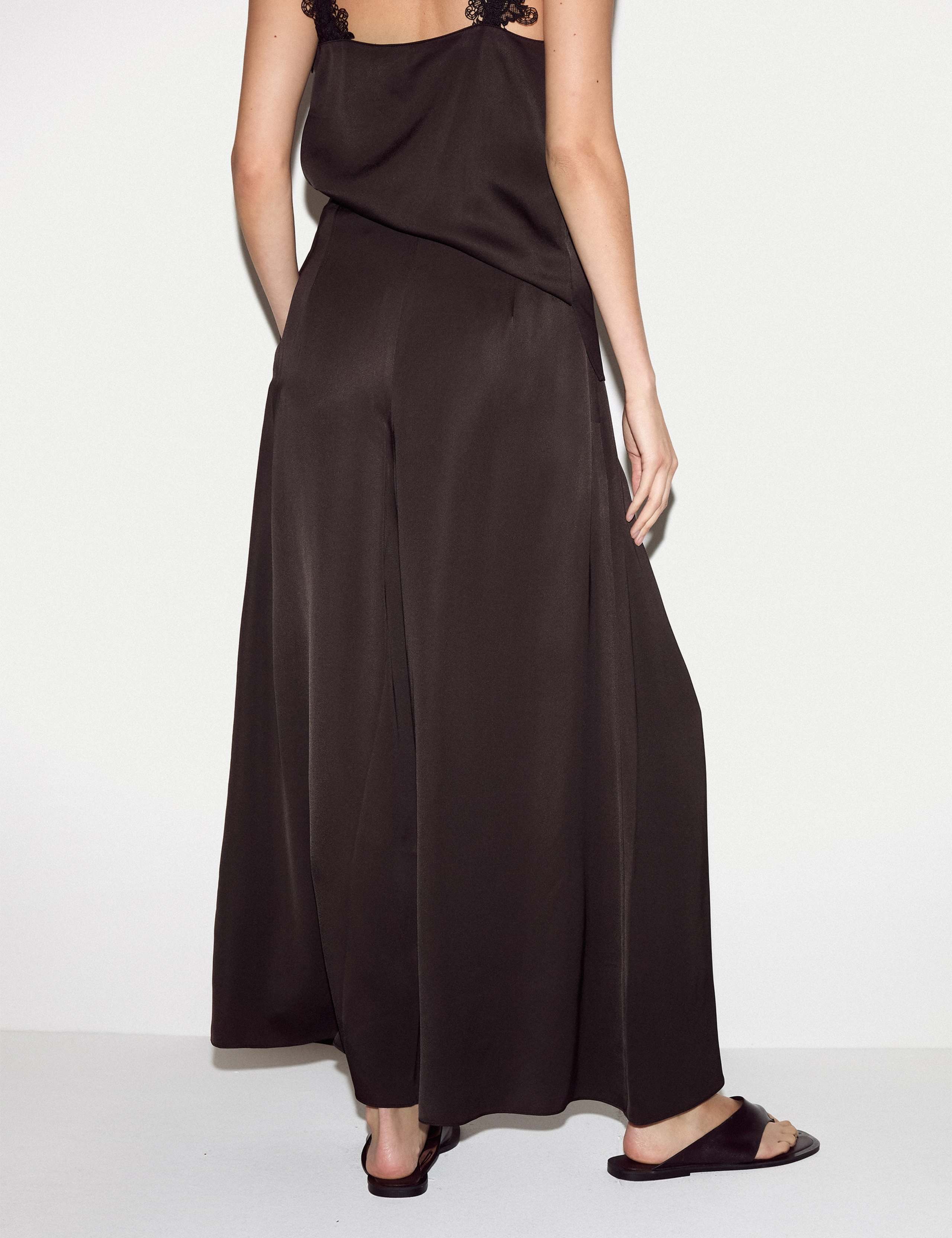 Satin Pleated Wide Leg Ankle Grazer Trousers 6 of 6