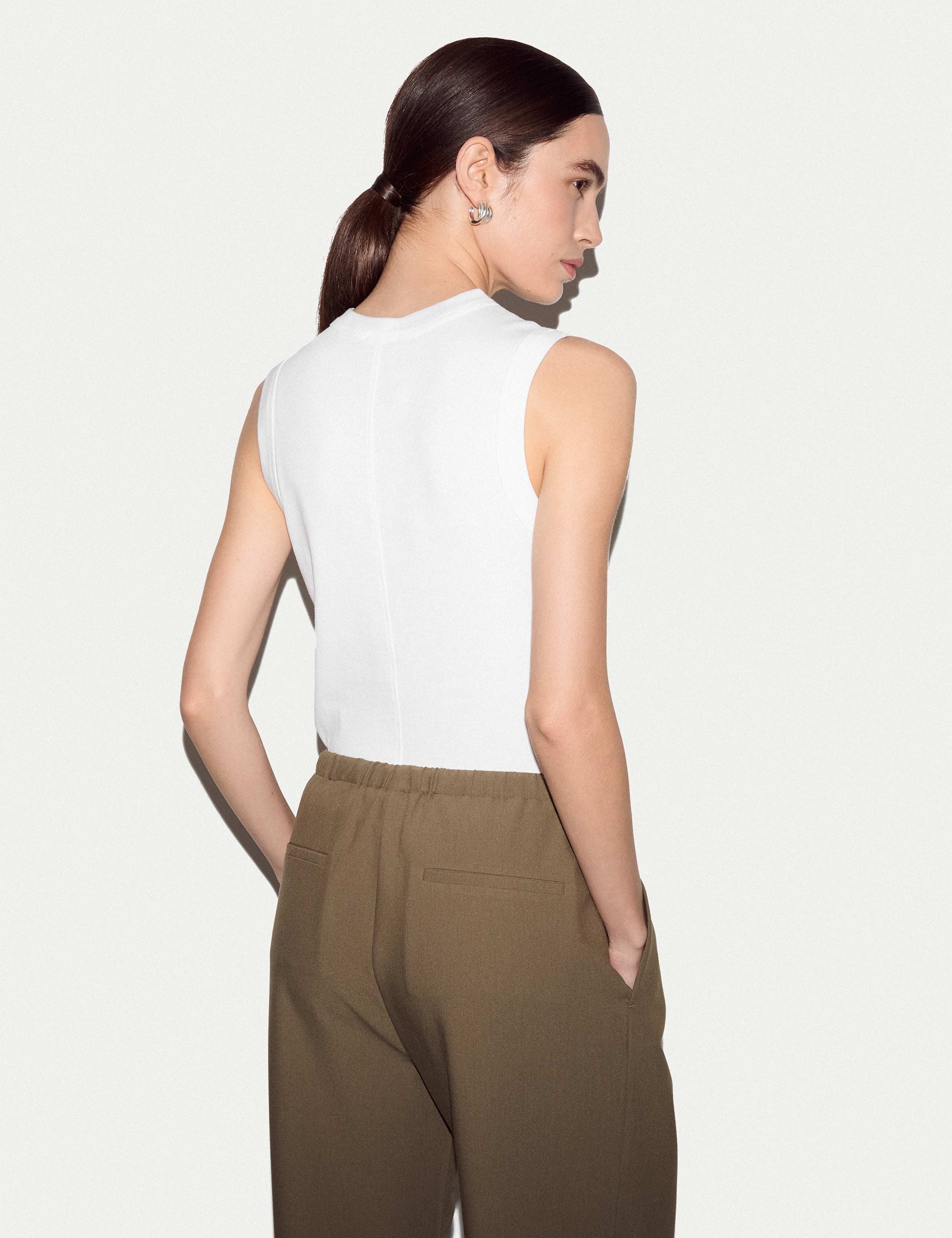 Cotton Rich Ribbed Button Detail Vest 3 of 5